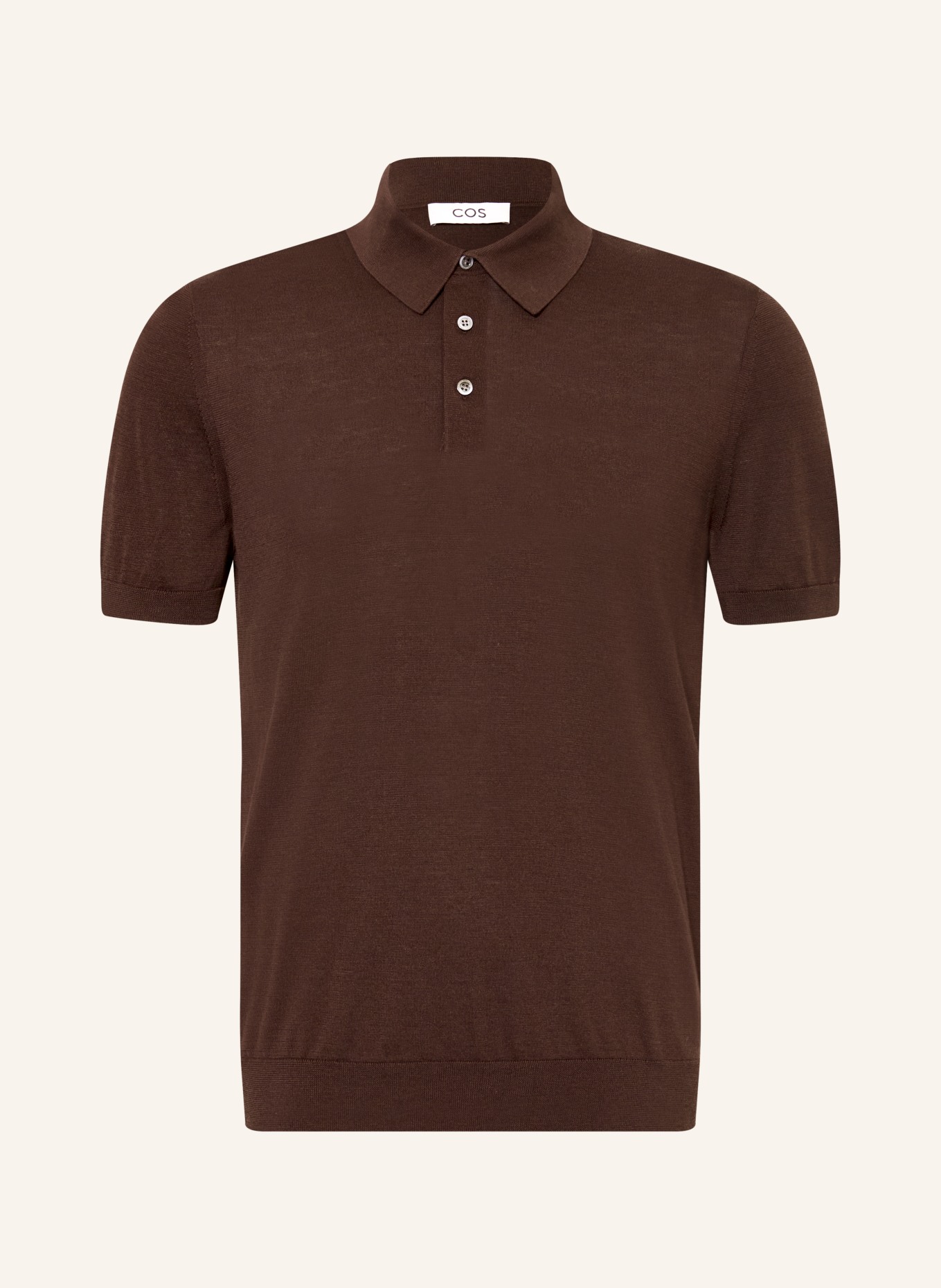 COS Strick-Poloshirt mit Seide: DUNKELBRAUN