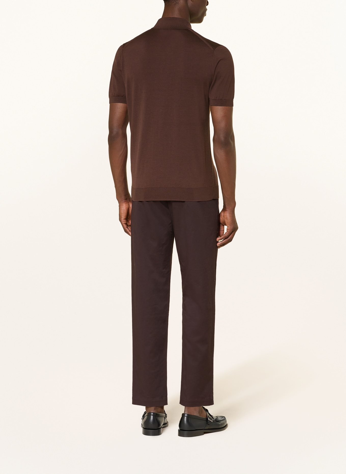 COS Strick-Poloshirt mit Seide: DUNKELBRAUN