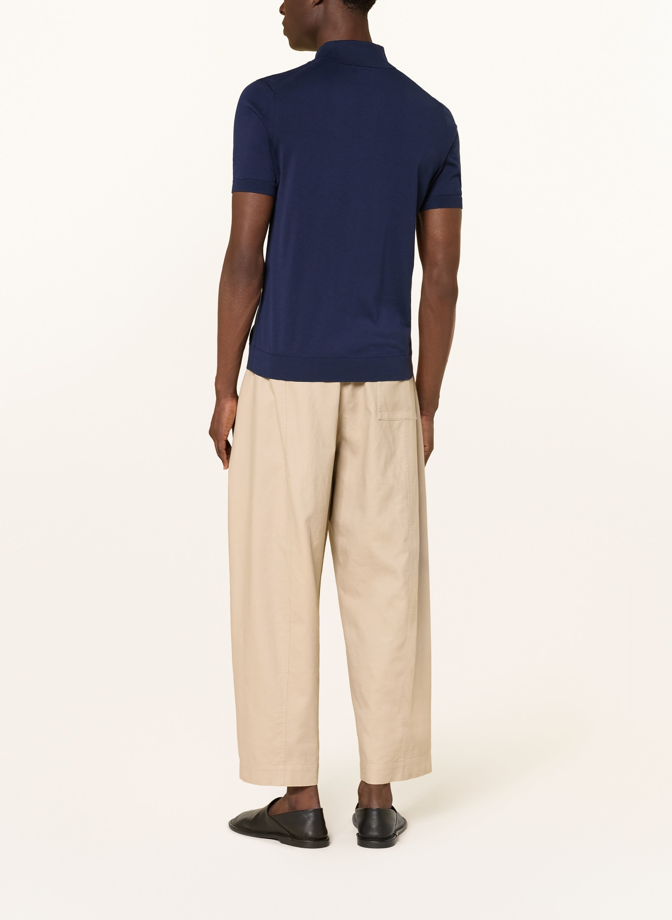 COS Strick-Poloshirt mit Seide: DUNKELBLAU