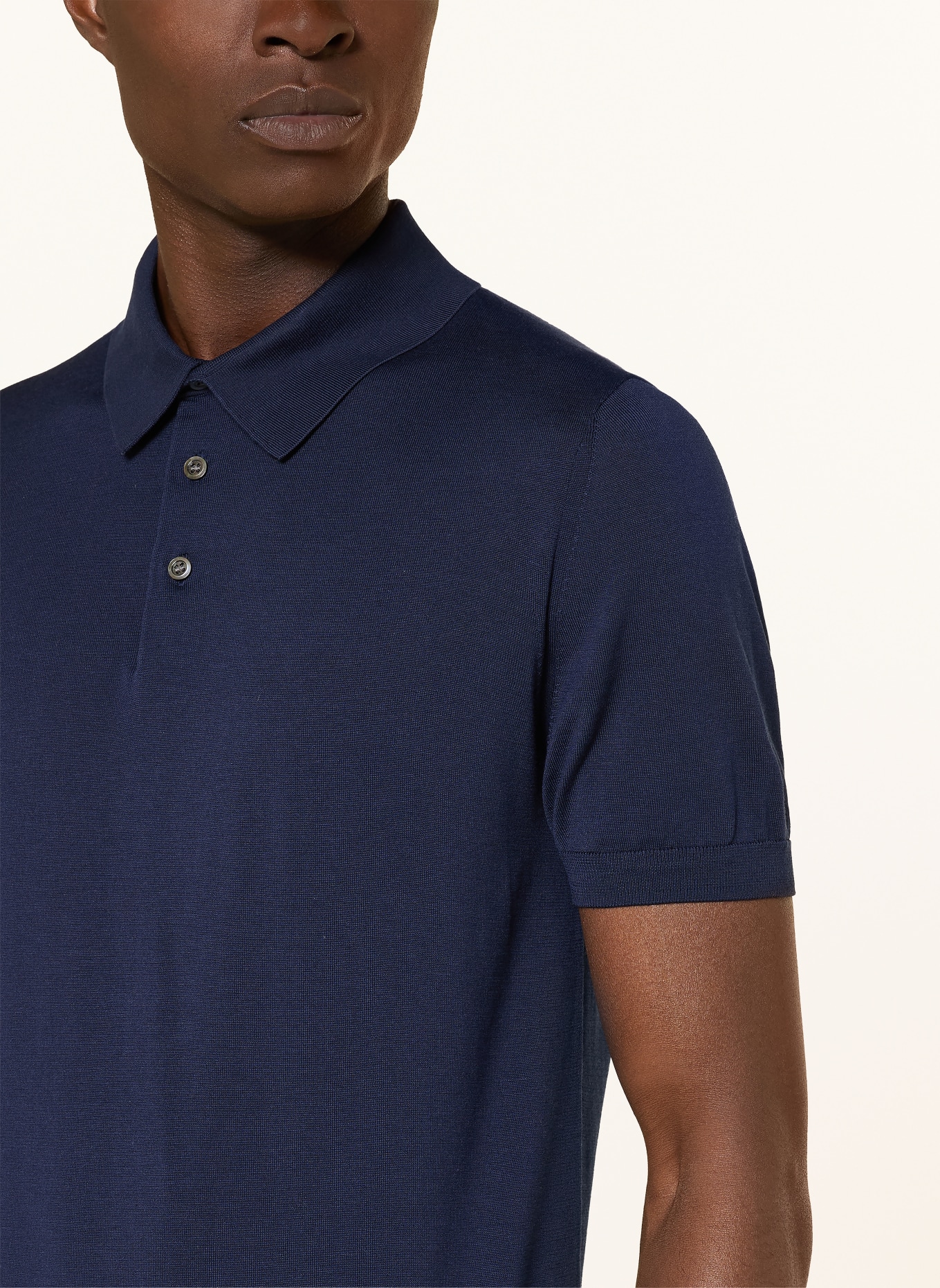 COS Strick-Poloshirt mit Seide: DUNKELBLAU
