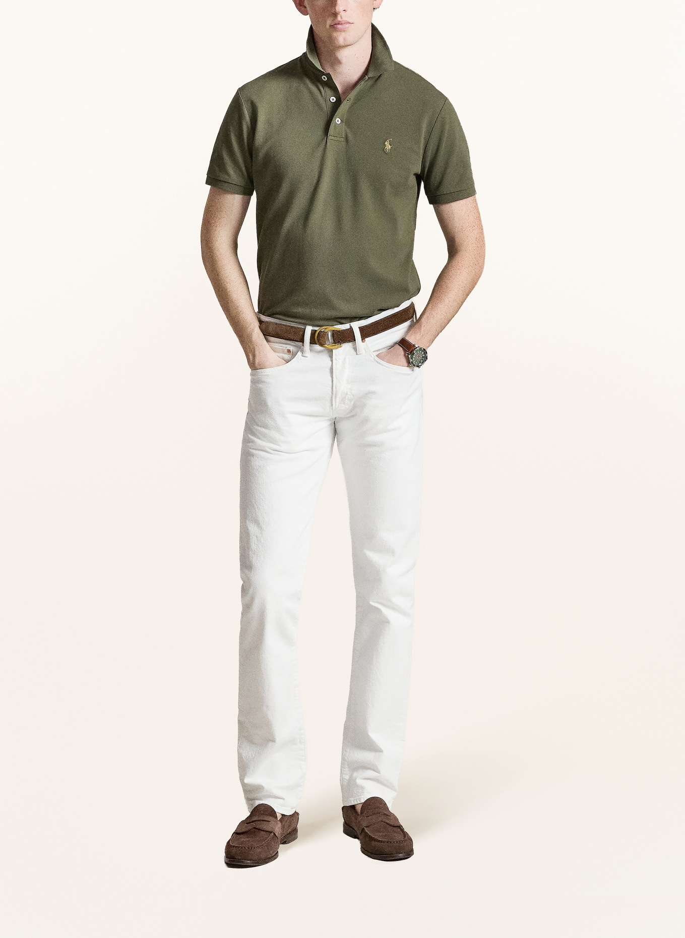 POLO RALPH LAUREN Polo piqué coupe slim personnalisé: OLIVE