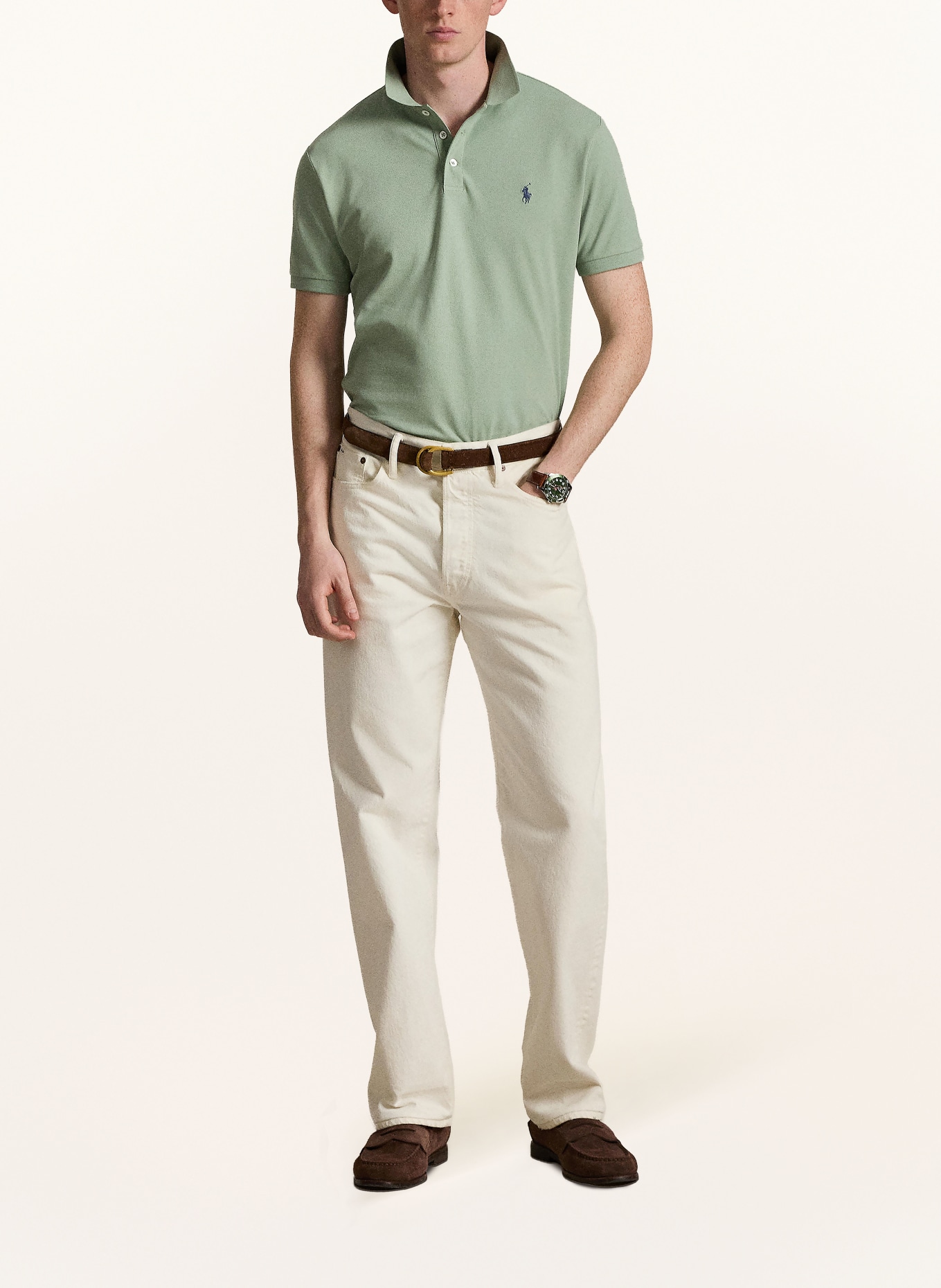 POLO RALPH LAUREN Polo piqué coupe slim personnalisé: VERT CLAIR