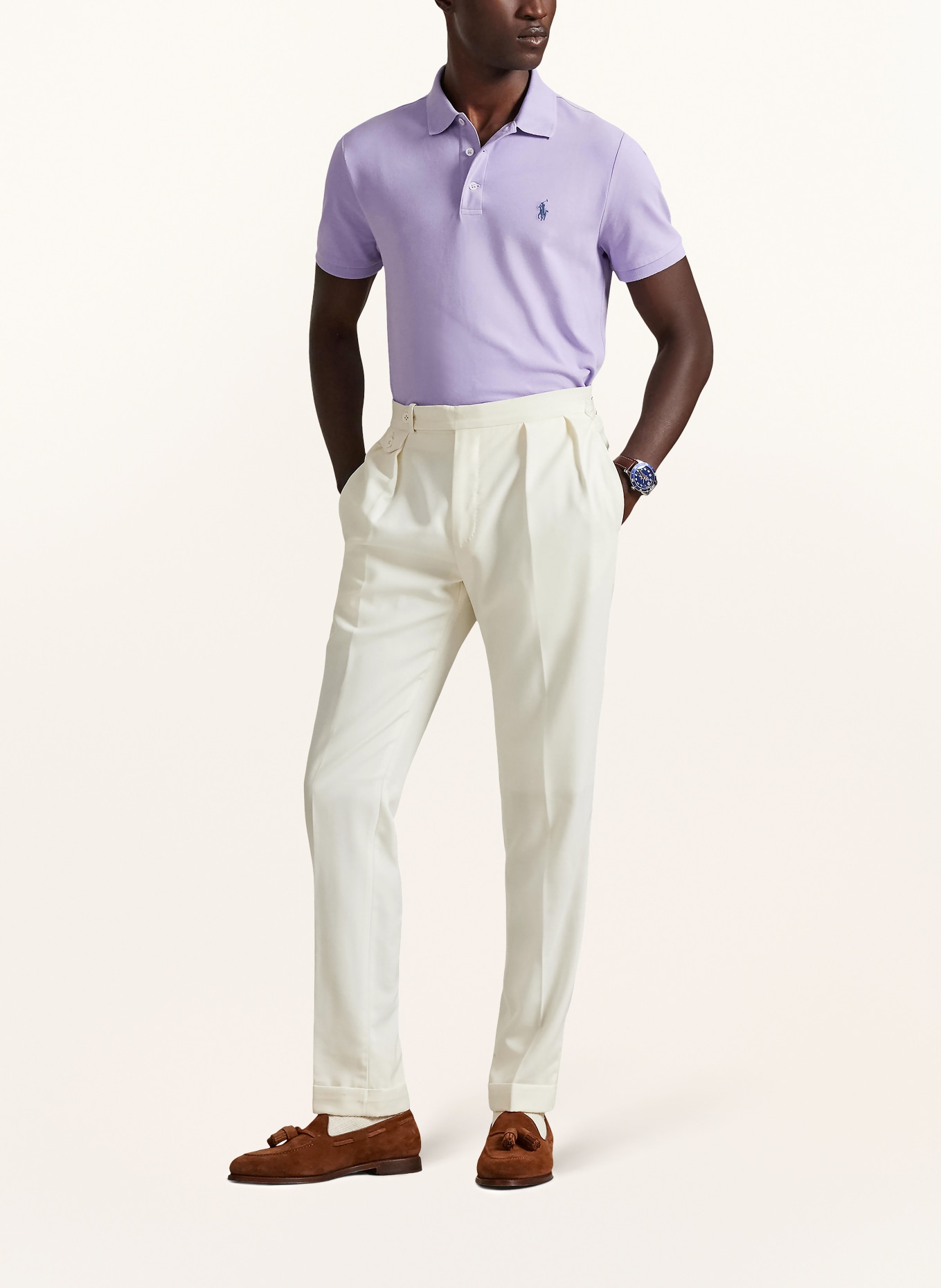 POLO RALPH LAUREN Polo piqué coupe slim personnalisé: LILAS