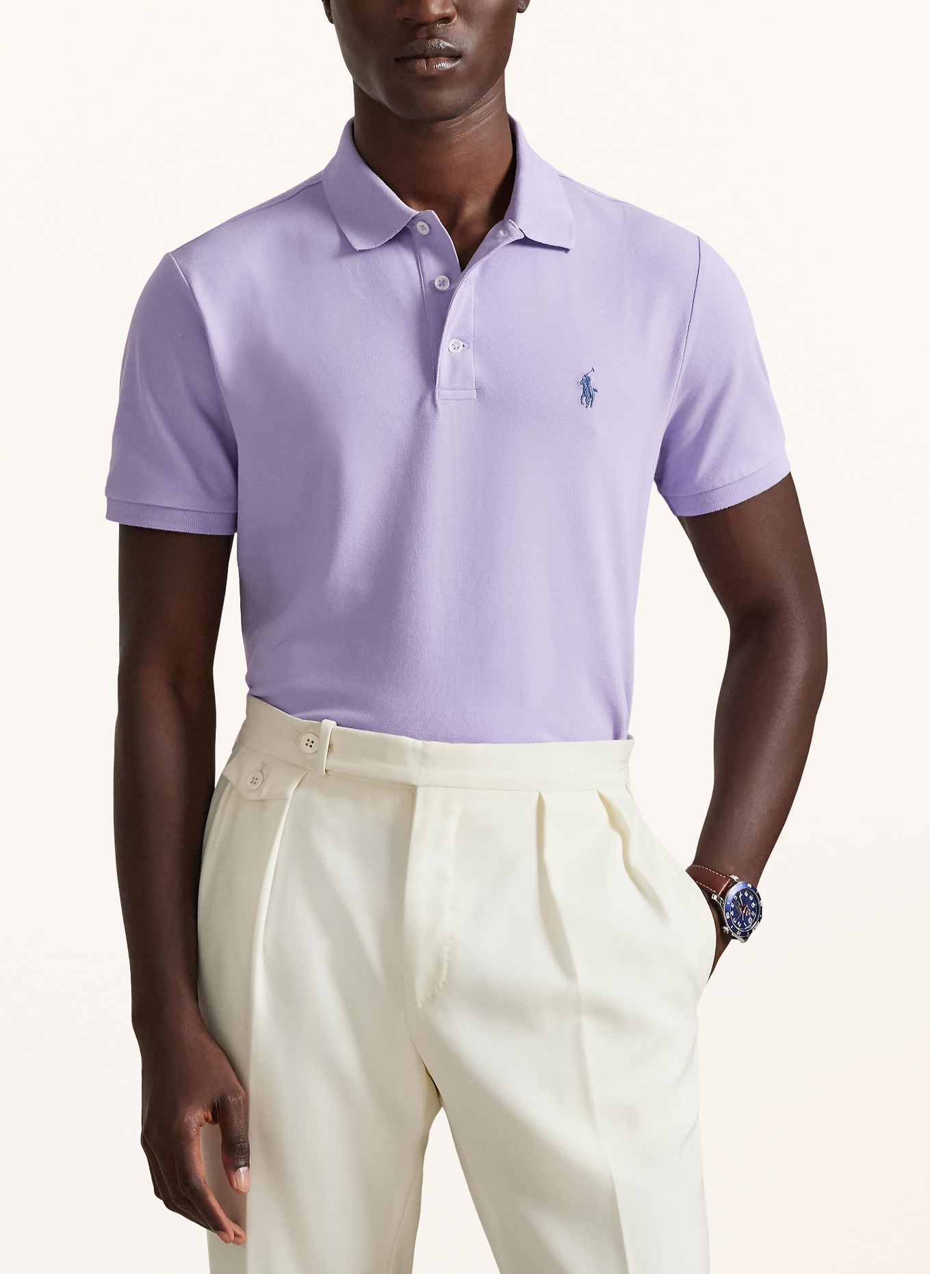POLO RALPH LAUREN Polo piqué coupe slim personnalisé: LILAS