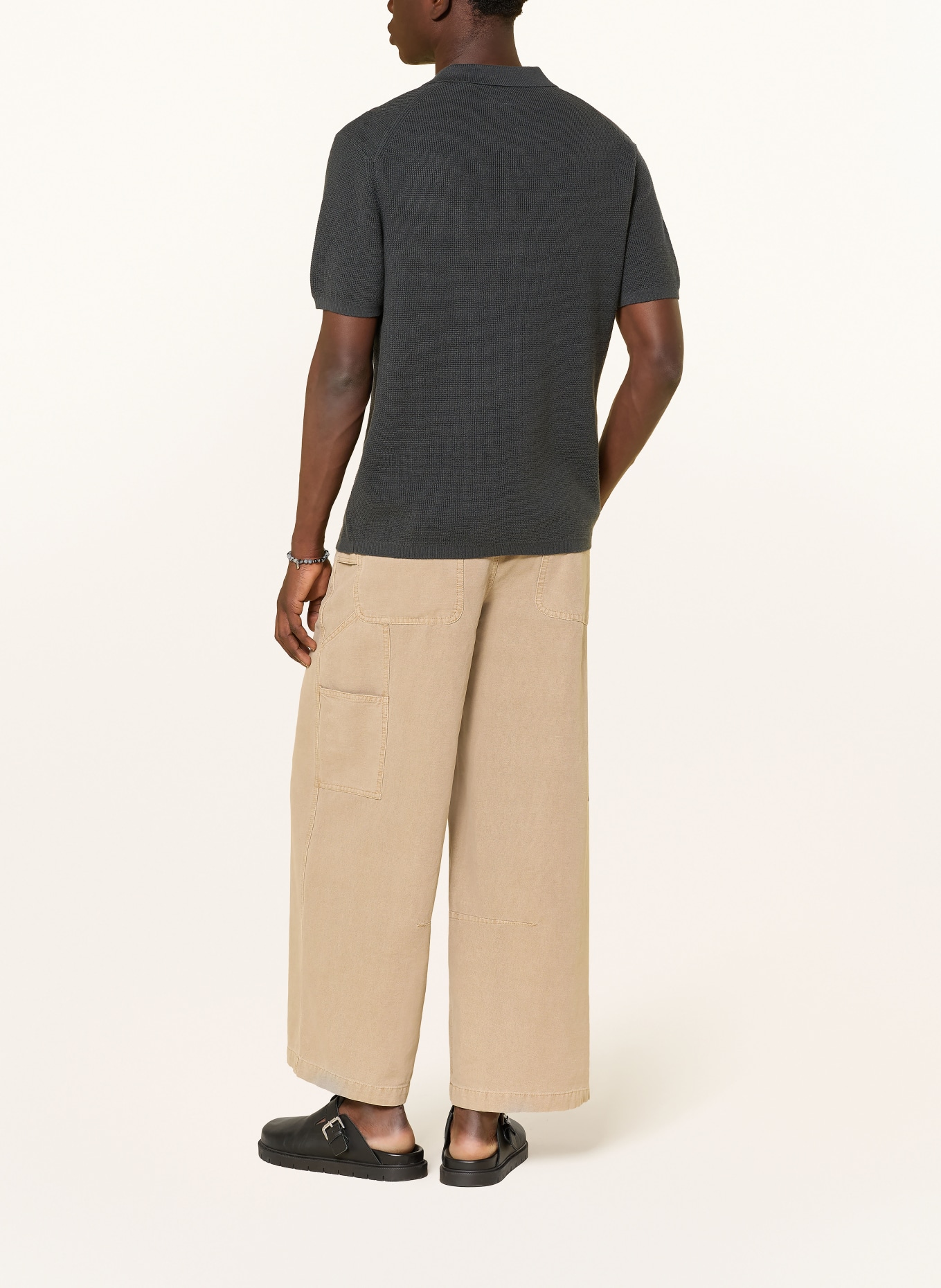 ALLSAINTS Knitted polo shirt ASPEN: DARK BLUE