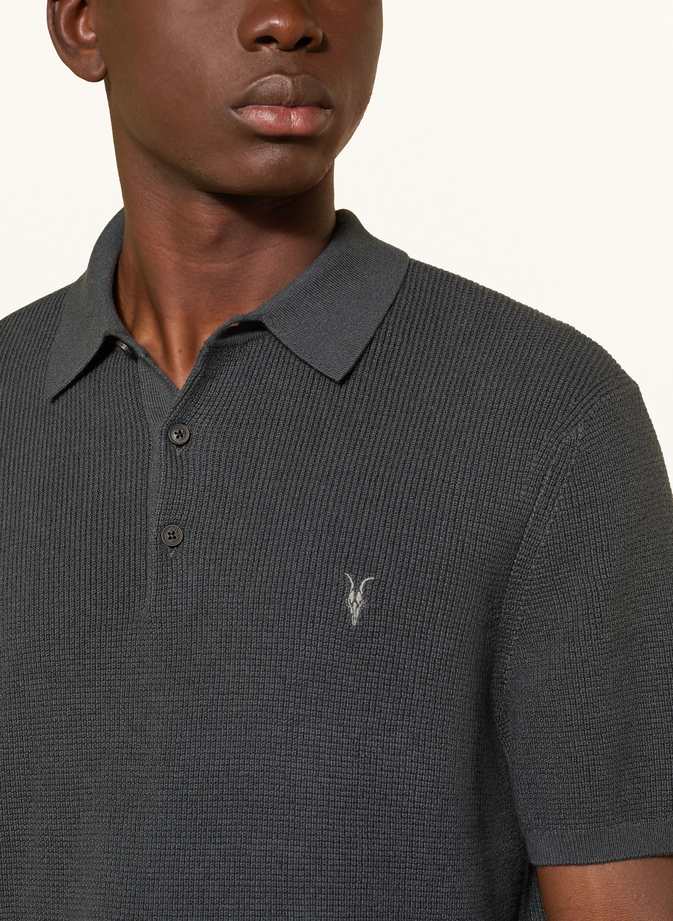 ALLSAINTS Knitted polo shirt ASPEN: DARK BLUE