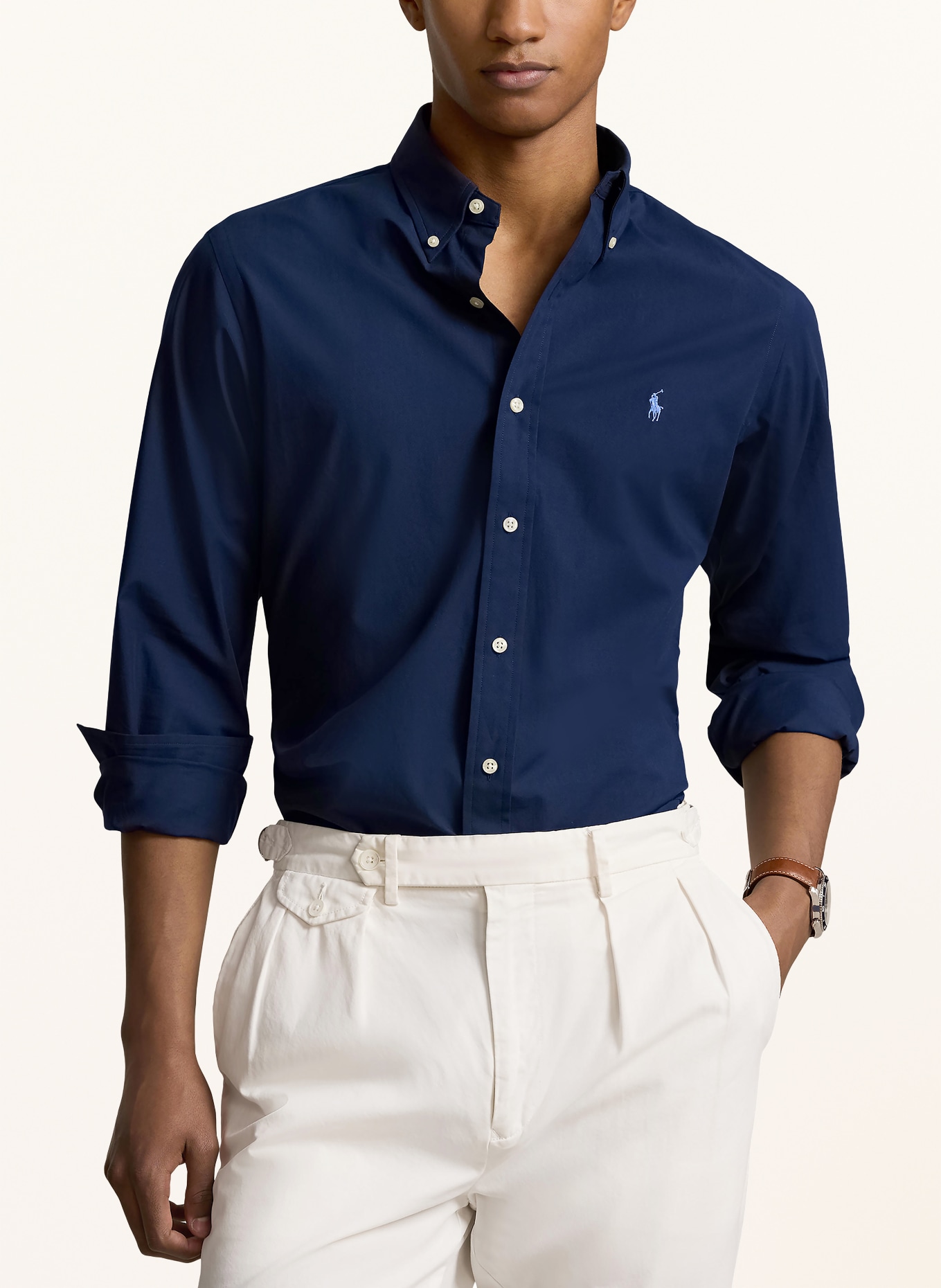 POLO RALPH LAUREN Overhemd Custom Fit: DONKERBLAUW