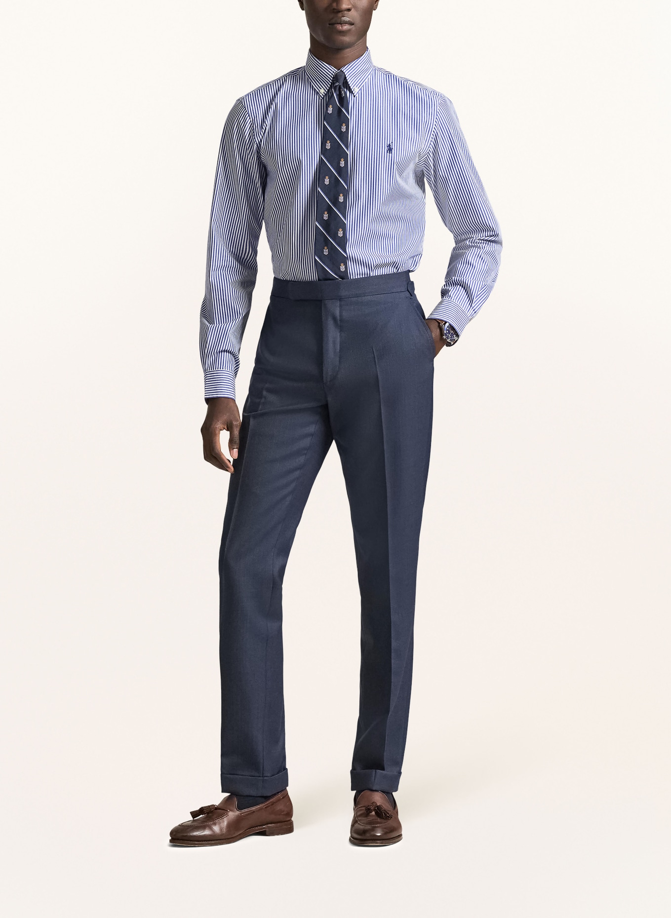 POLO RALPH LAUREN Overhemd Custom Fit: BLAUW / WIT
