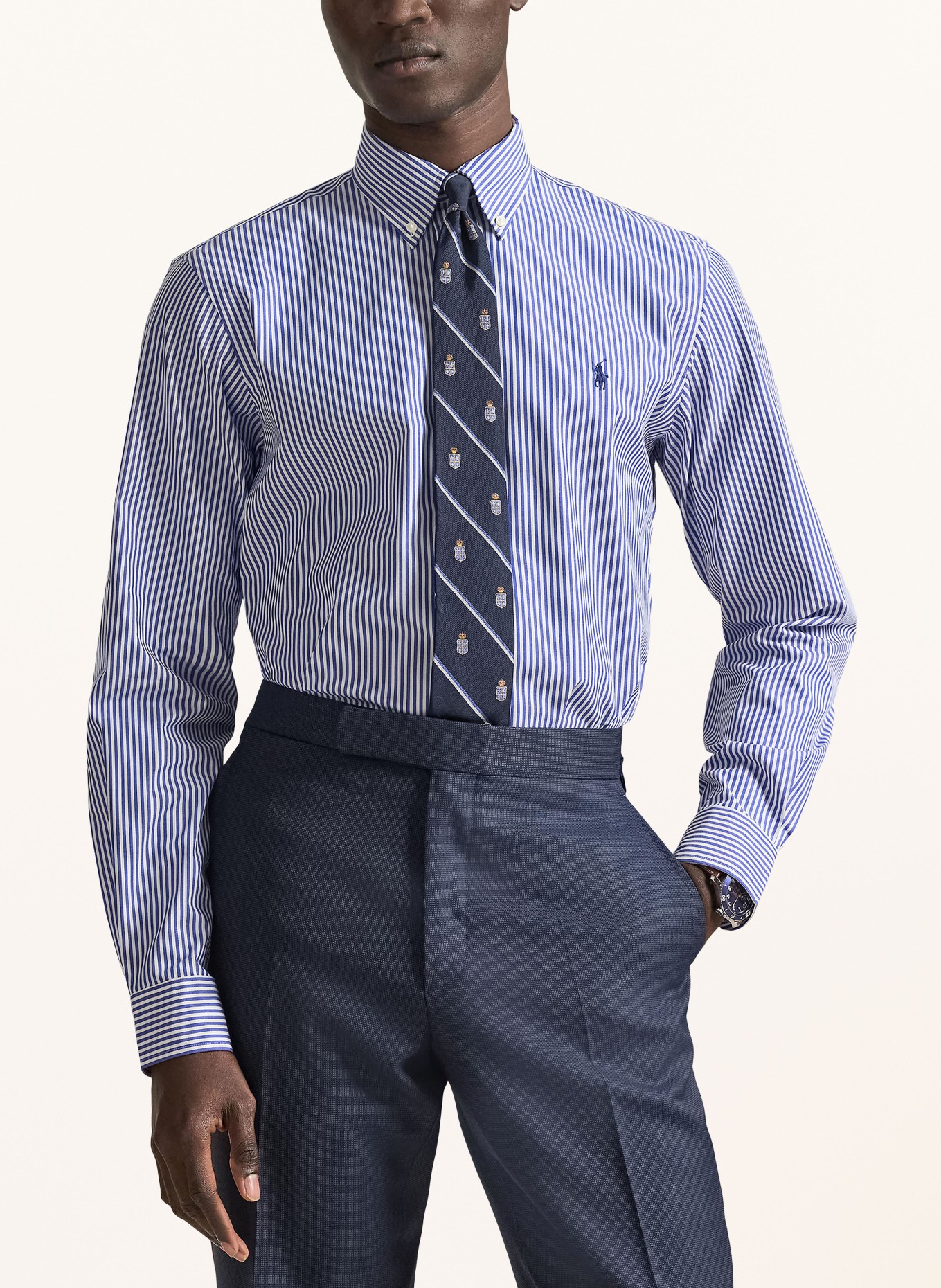 POLO RALPH LAUREN Overhemd Custom Fit: BLAUW / WIT
