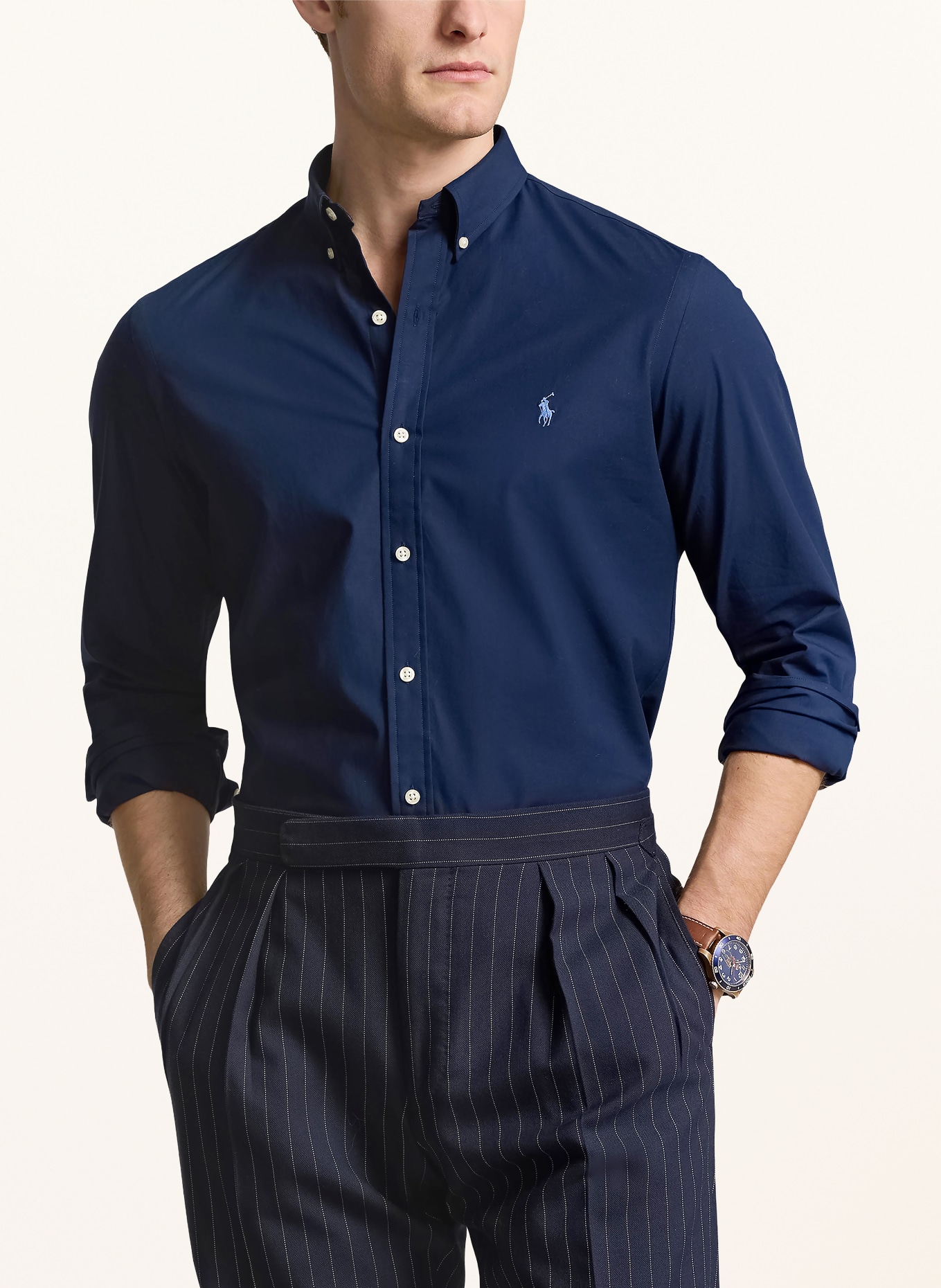 POLO RALPH LAUREN Overhemd Slim Fit: DONKERBLAUW