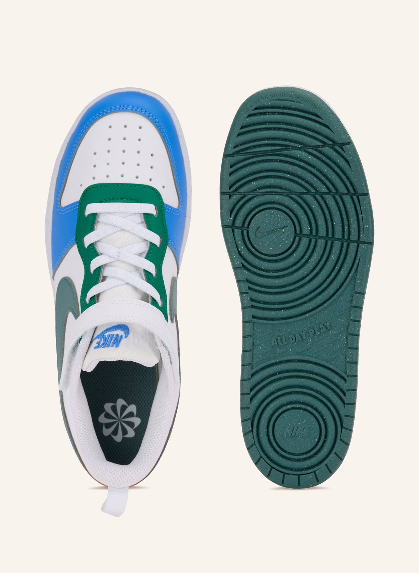 Nike Sneaker COURT BOROUGH LOW RECRAFT: WEISS / DUNKELGRAU / NEONORANGE