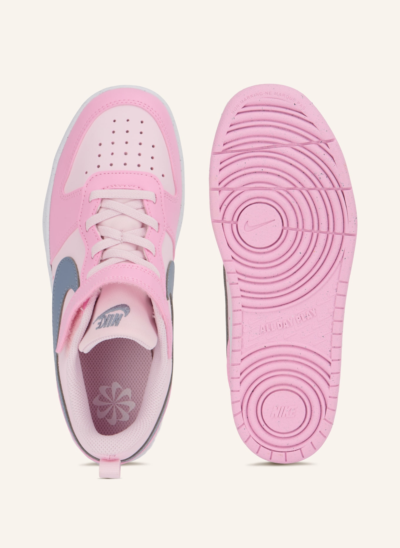 Nike Baskets COURT BOROUGH LOW RECRAFT: ROSE / ROSE CLAIR / GRIS FONCÉ