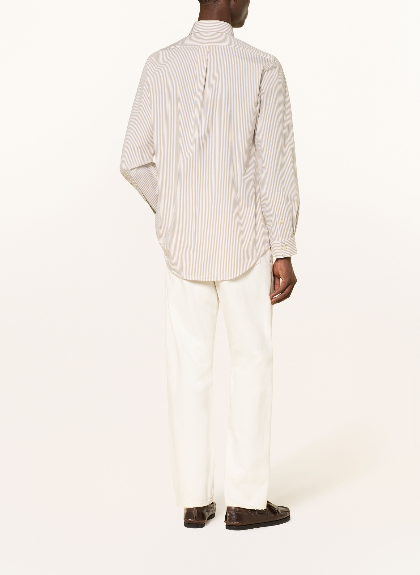 POLO RALPH LAUREN Shirt custom fit: BEIGE / WHITE