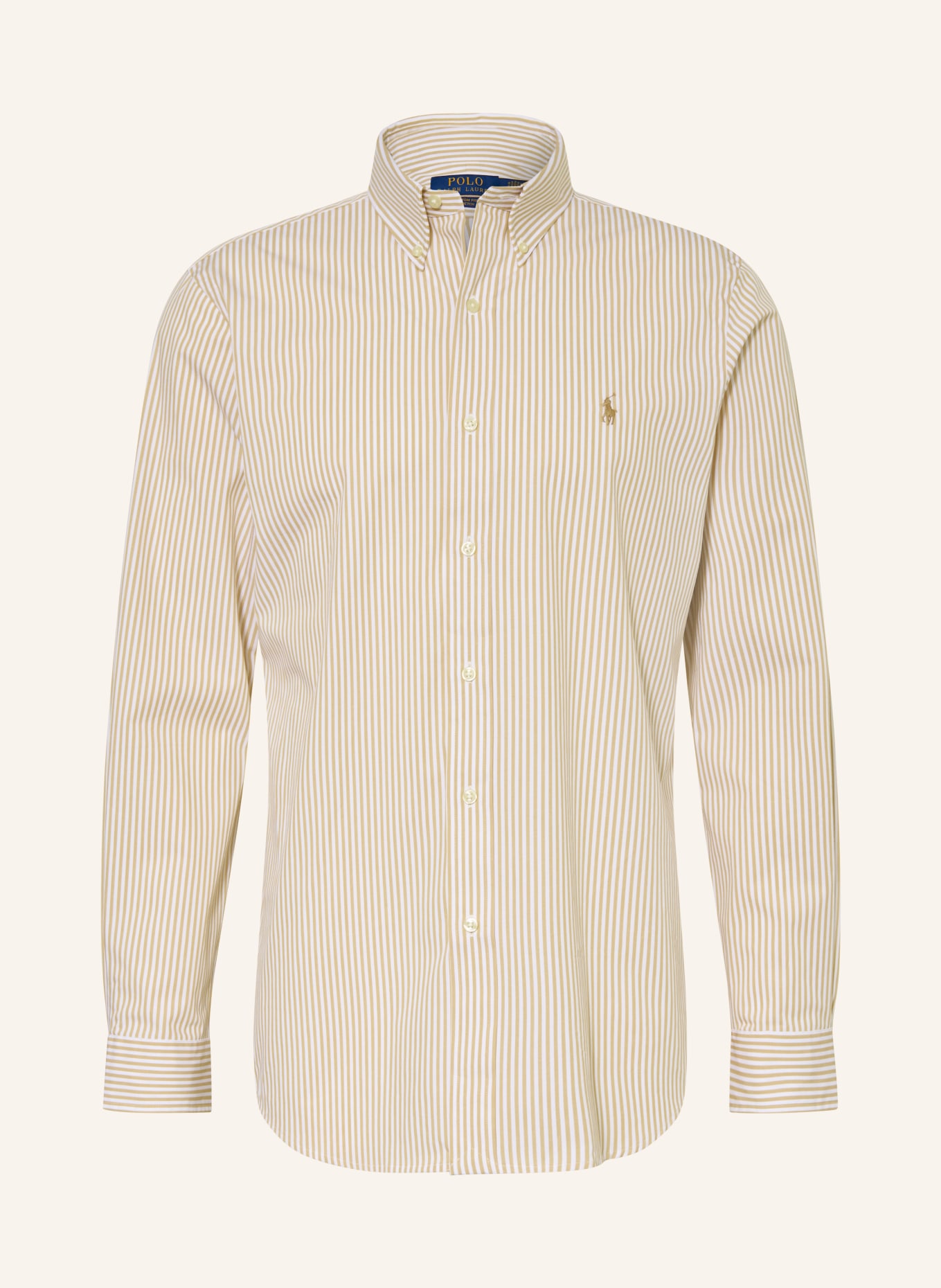POLO RALPH LAUREN Košile Custom Fit: BÉŽOVÁ / BÍLÁ