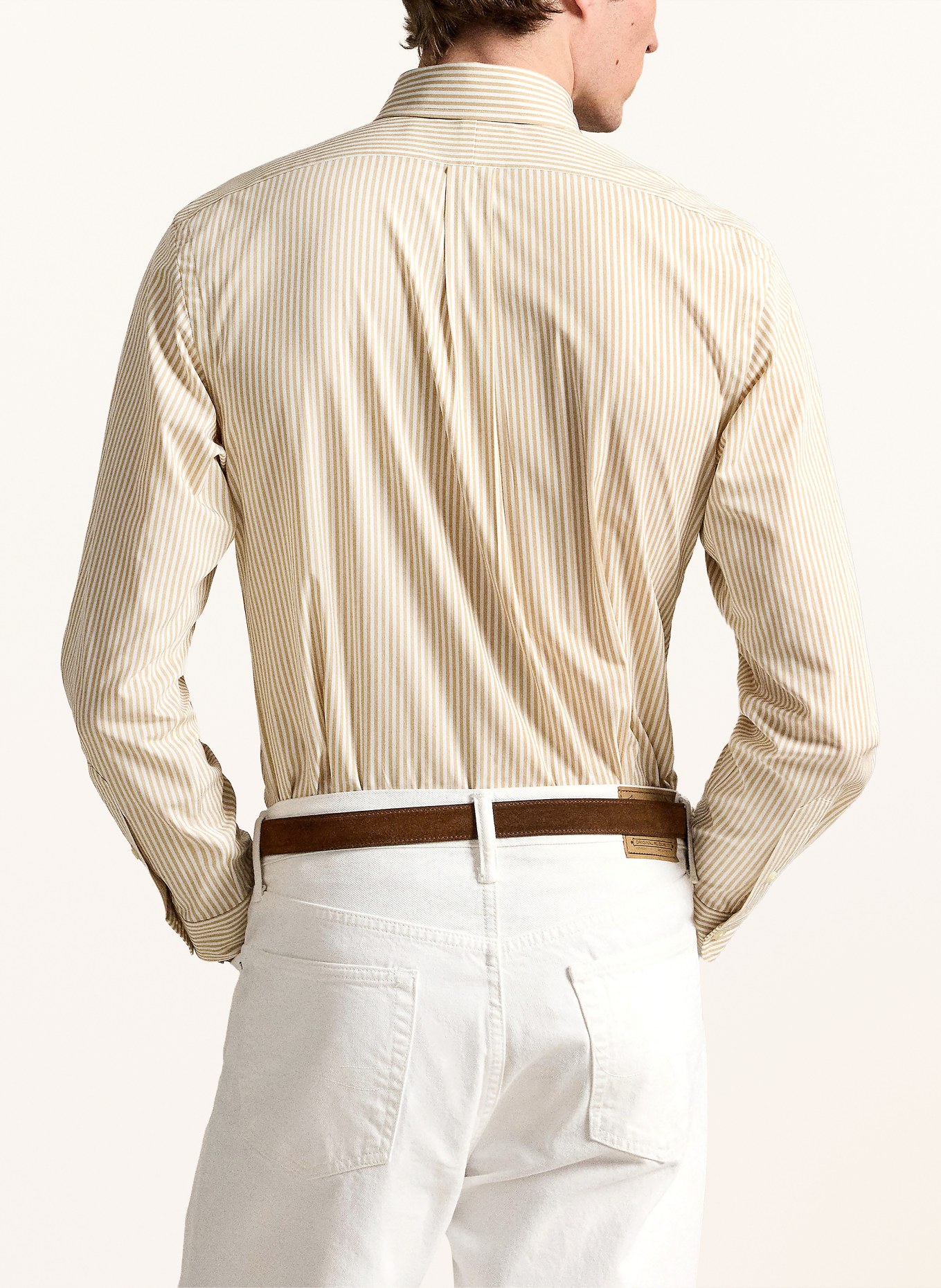 POLO RALPH LAUREN Košile Custom Fit: BÉŽOVÁ / BÍLÁ