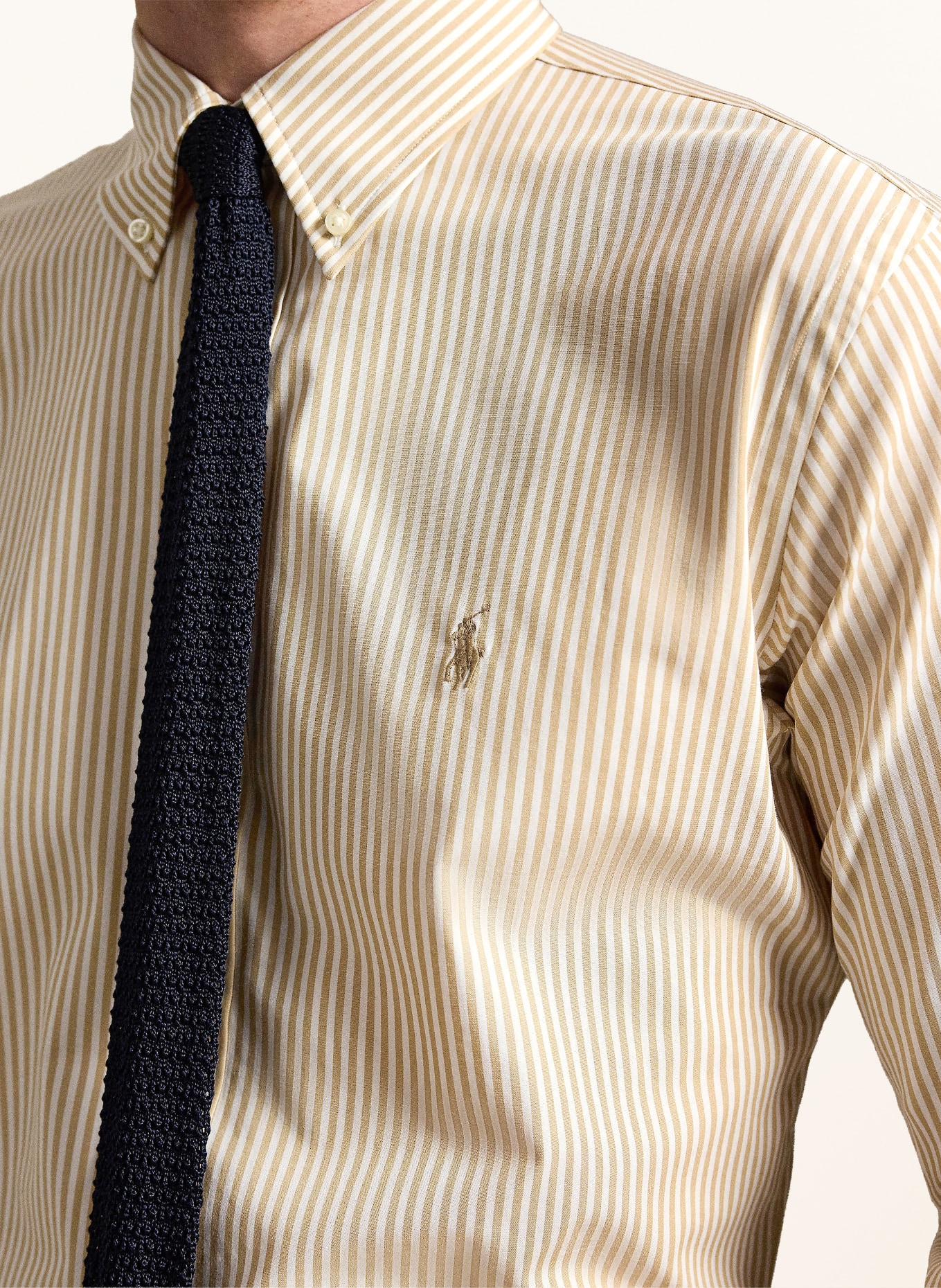 POLO RALPH LAUREN Košile Custom Fit: BÉŽOVÁ / BÍLÁ