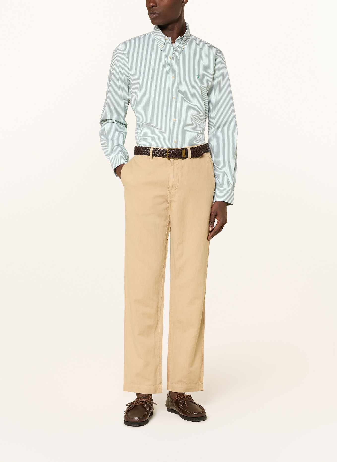 POLO RALPH LAUREN Shirt custom fit: MINT / WHITE