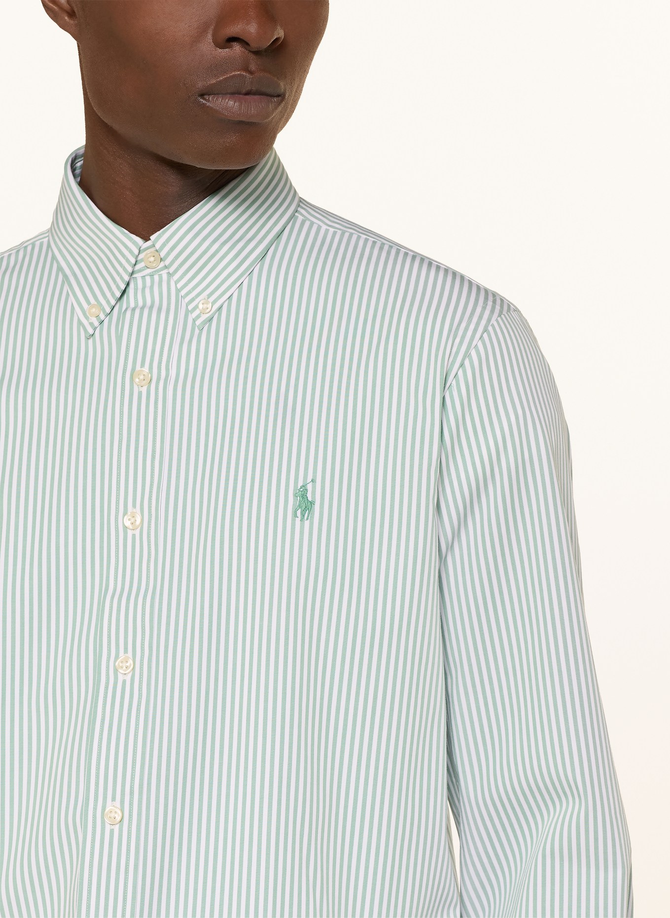 POLO RALPH LAUREN Shirt custom fit: MINT / WHITE
