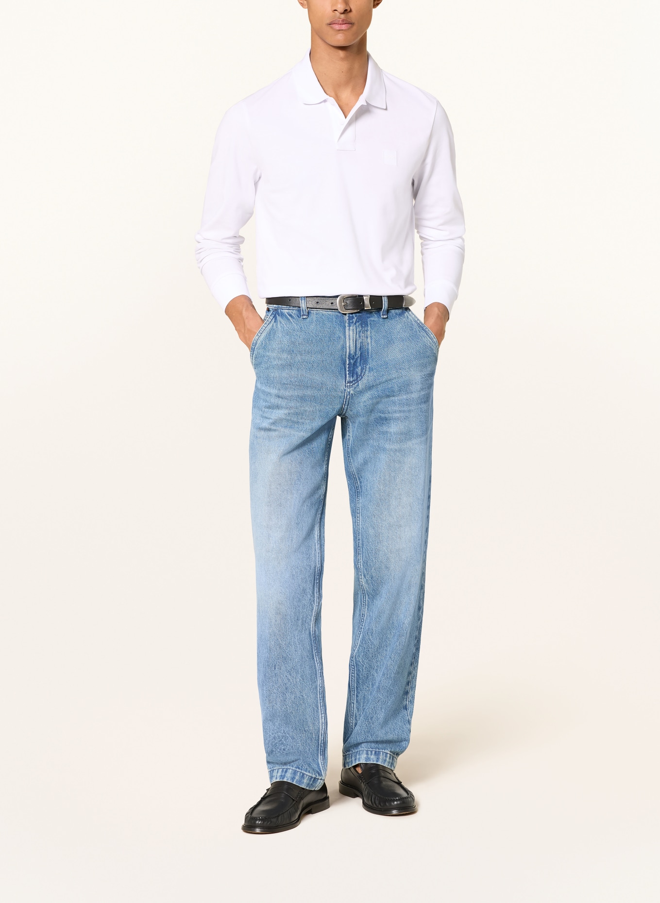 BOSS Piqué-polotröja PASSERBY Slim Fit: VIT
