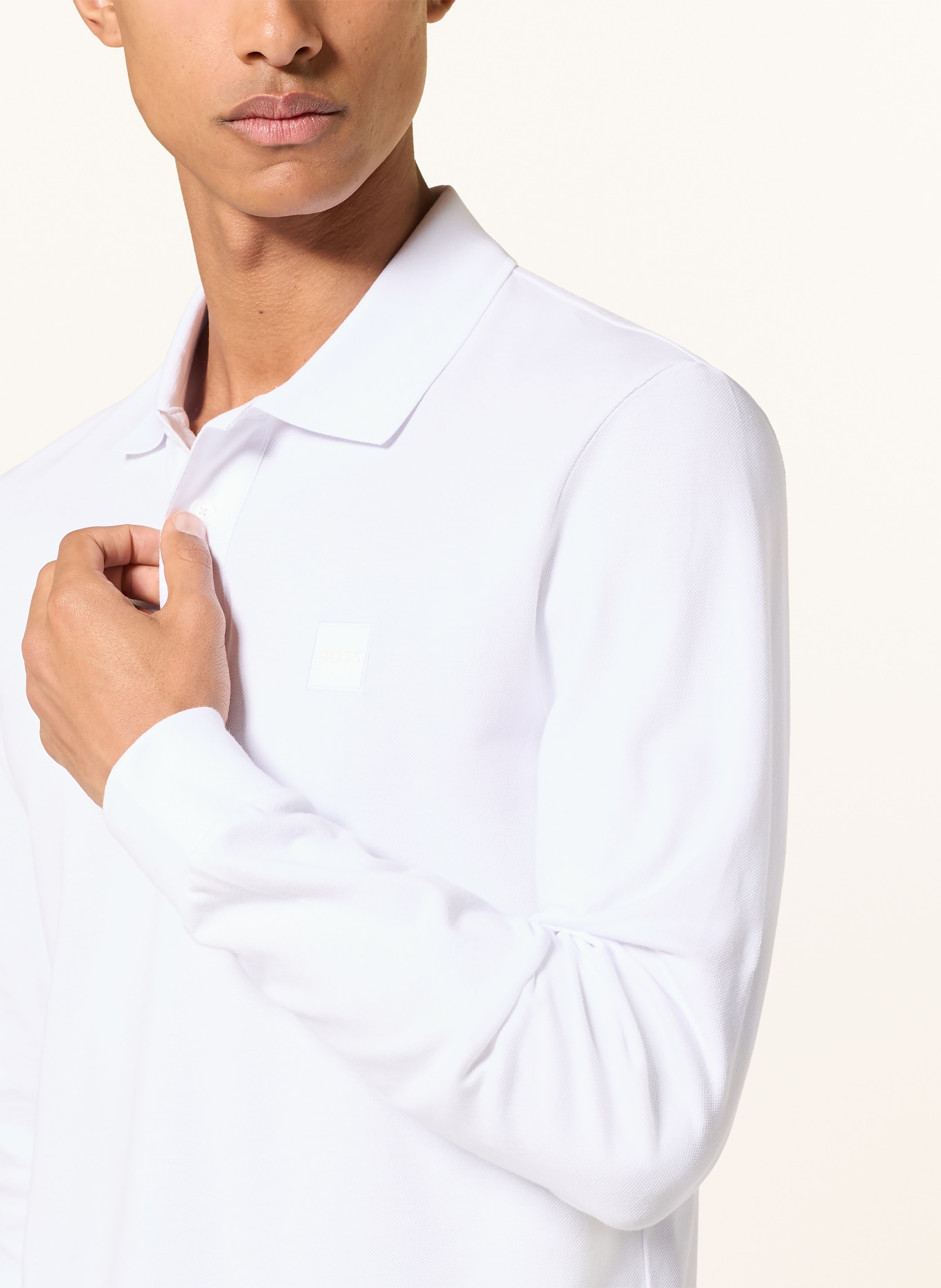 BOSS Piqué-polotröja PASSERBY Slim Fit: VIT