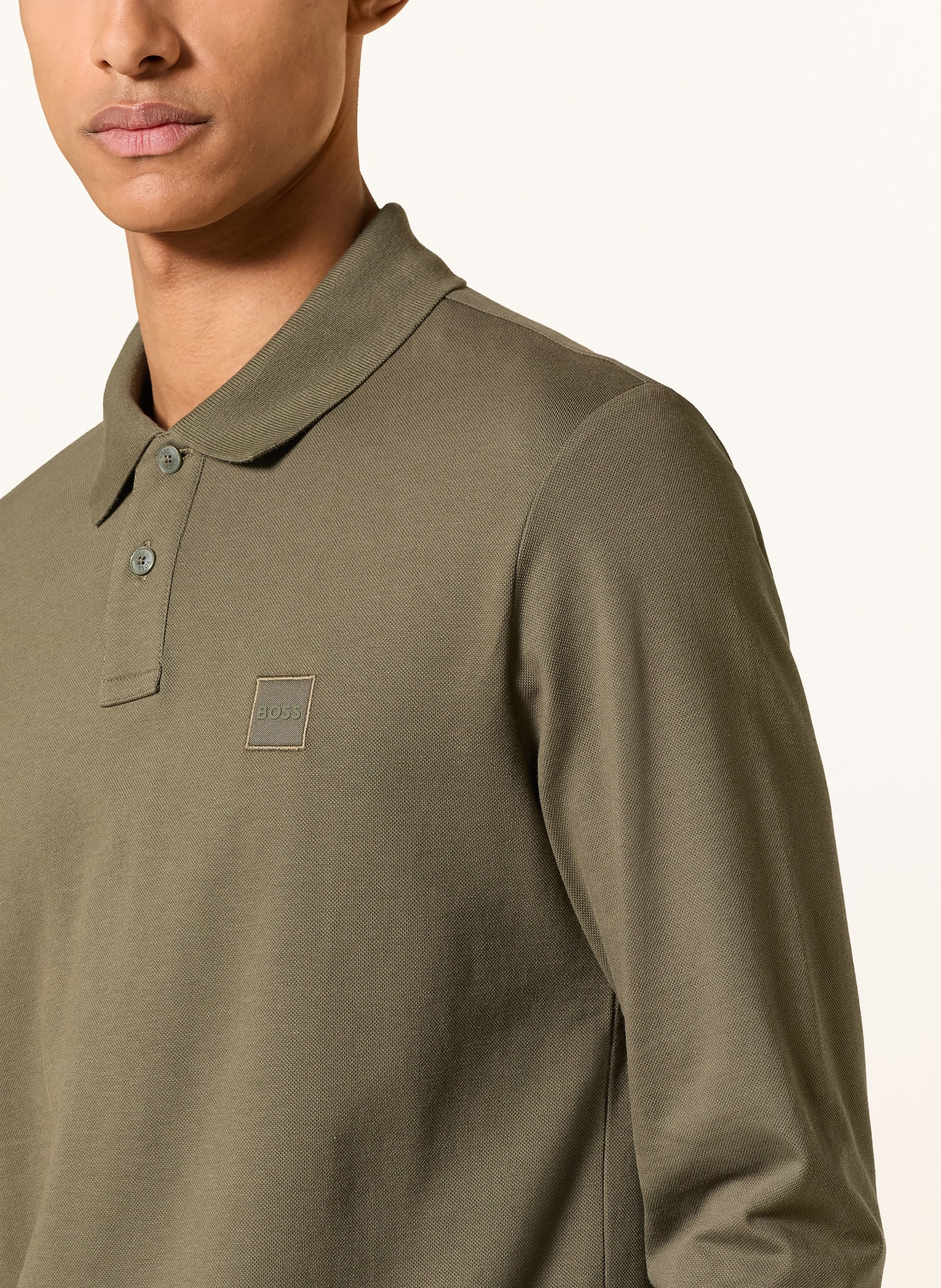 BOSS Piqué-polotröja PASSERBY Slim Fit: MÖRKGRÖN