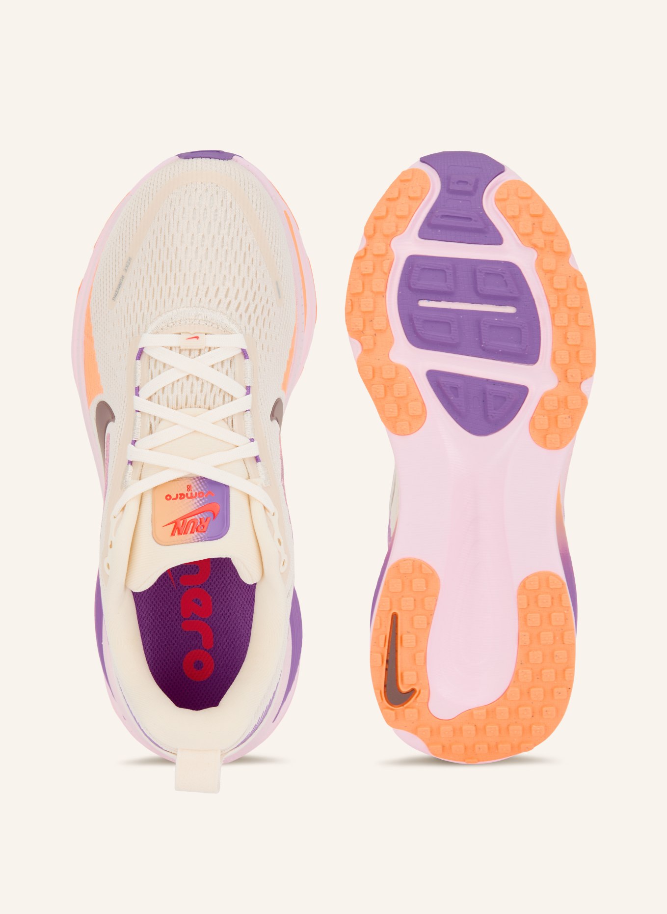 Nike Laufschuhe VOMERO 18: BEIGE / LILA / ORANGE
