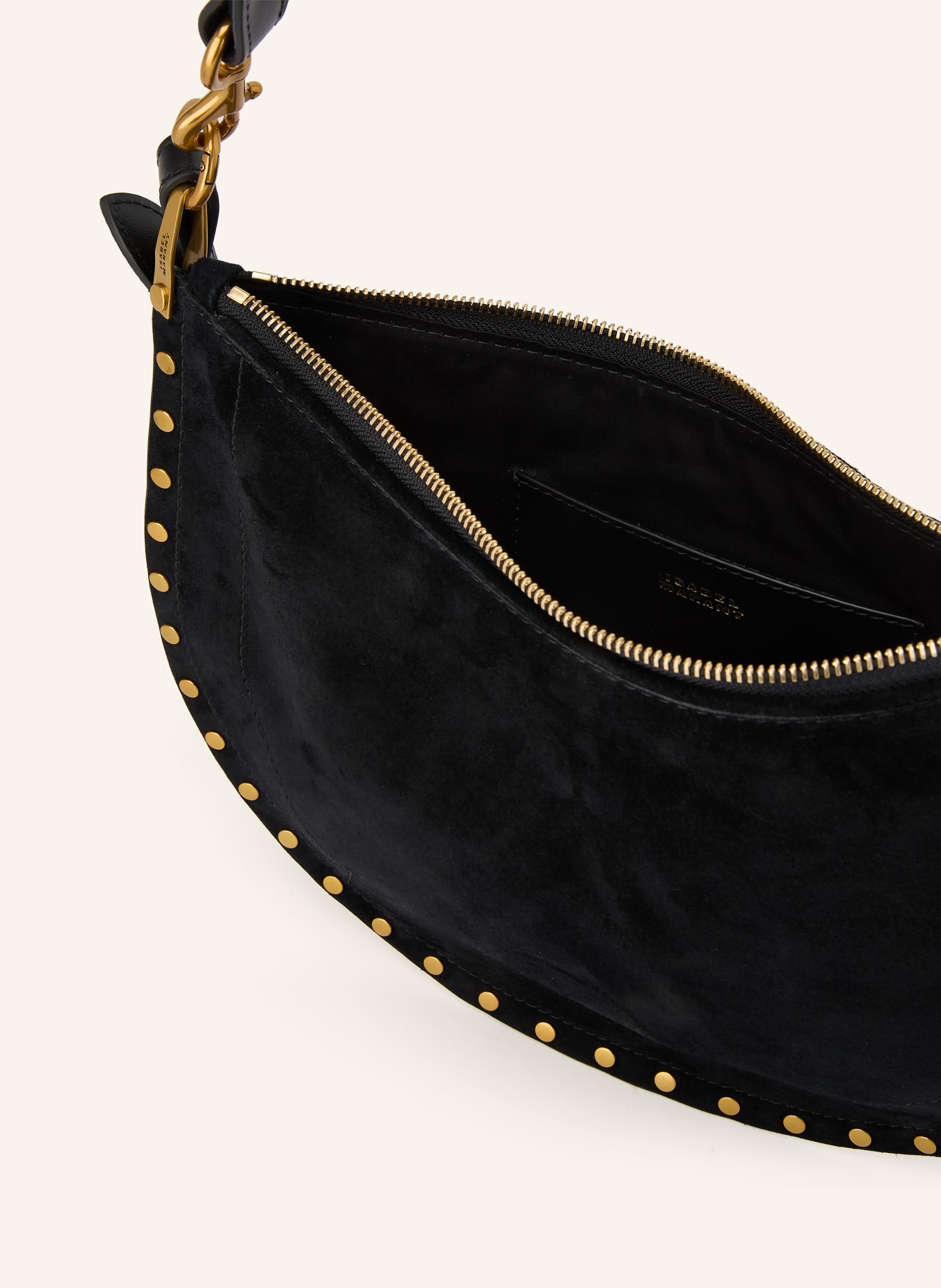 ISABEL MARANT Umhängetasche OSKAN mit Nieten: SCHWARZ / GOLD