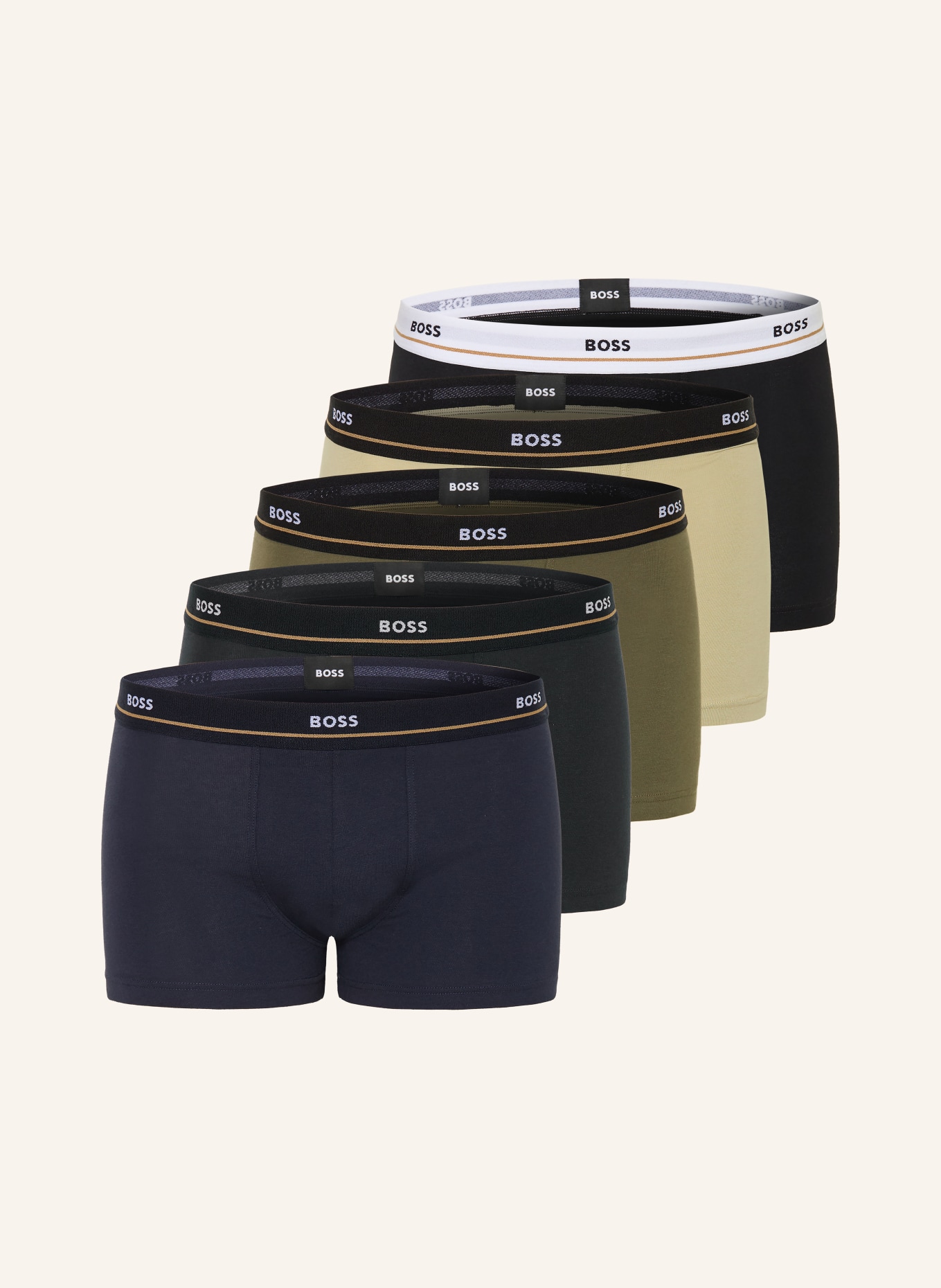 BOSS Bokserki ESSENTIAL, 5 szt.: OLIWKOWY / GRANATOWY / CZARNY