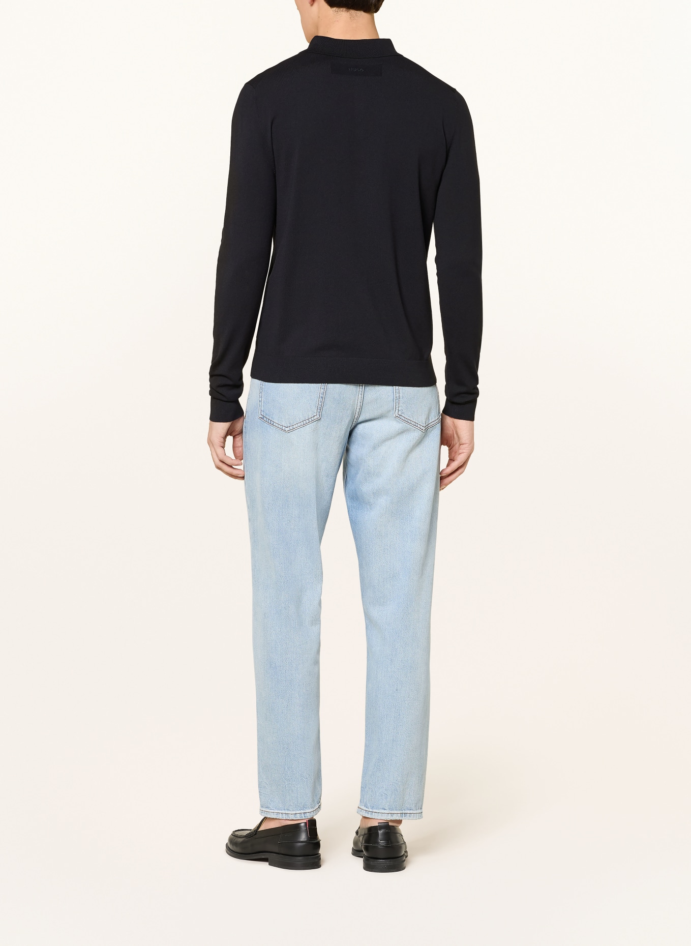 HUGO Knitted polo shirt SAN PIPPO Slim Fit: DARK BLUE