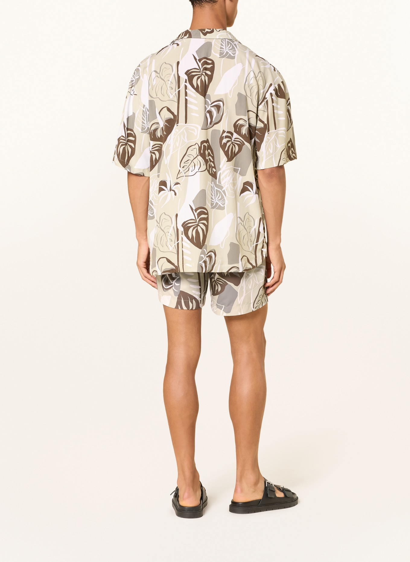 HUGO Resorthemd Relaxed Fit: BEIGE / BRAUN / WEISS
