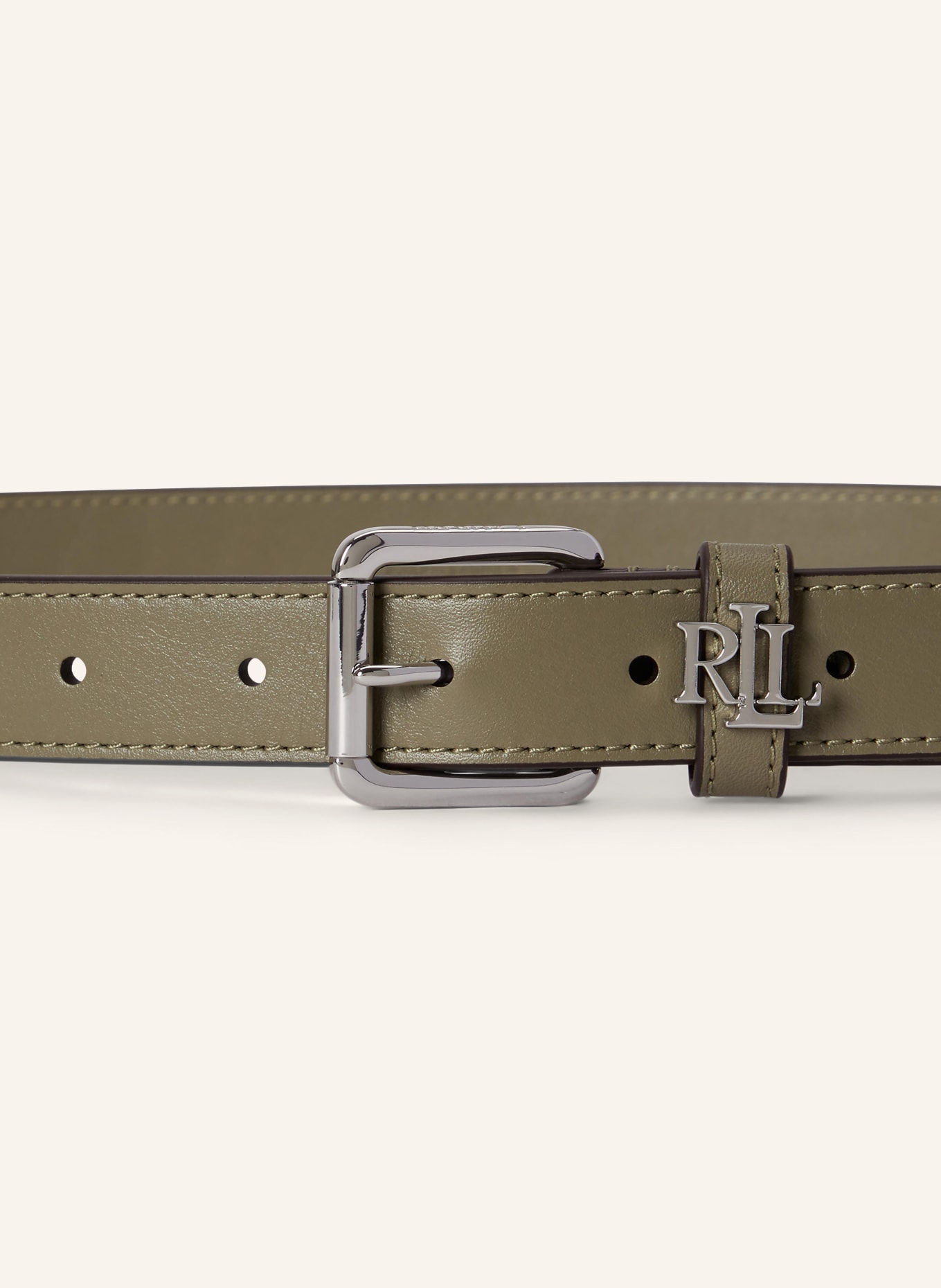 LAUREN RALPH LAUREN Læderbælter: KHAKI / SØLV