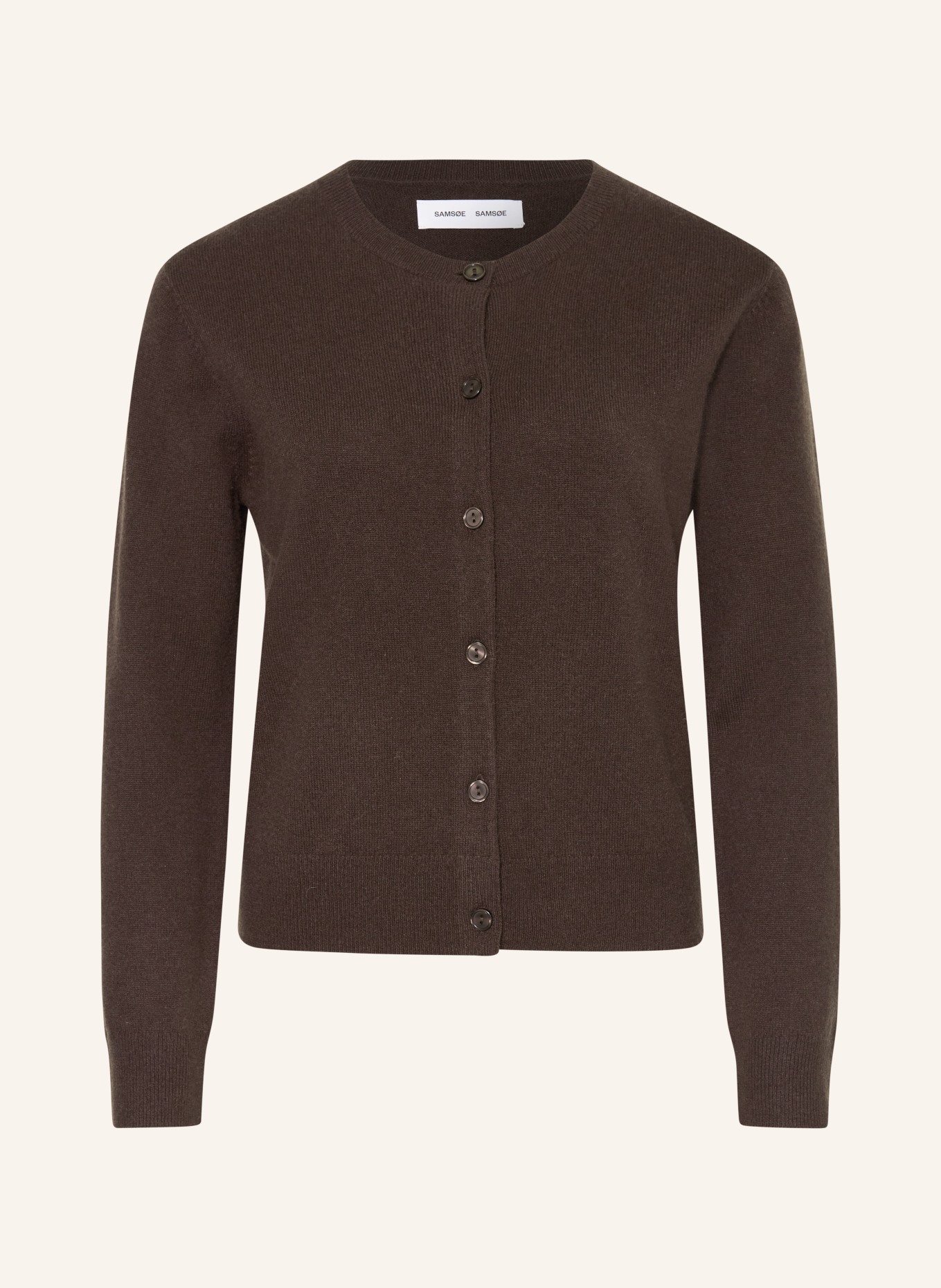 SAMSØE SAMSØE Cardigan SABOSTON en cachemire: MARRON FONCÉ