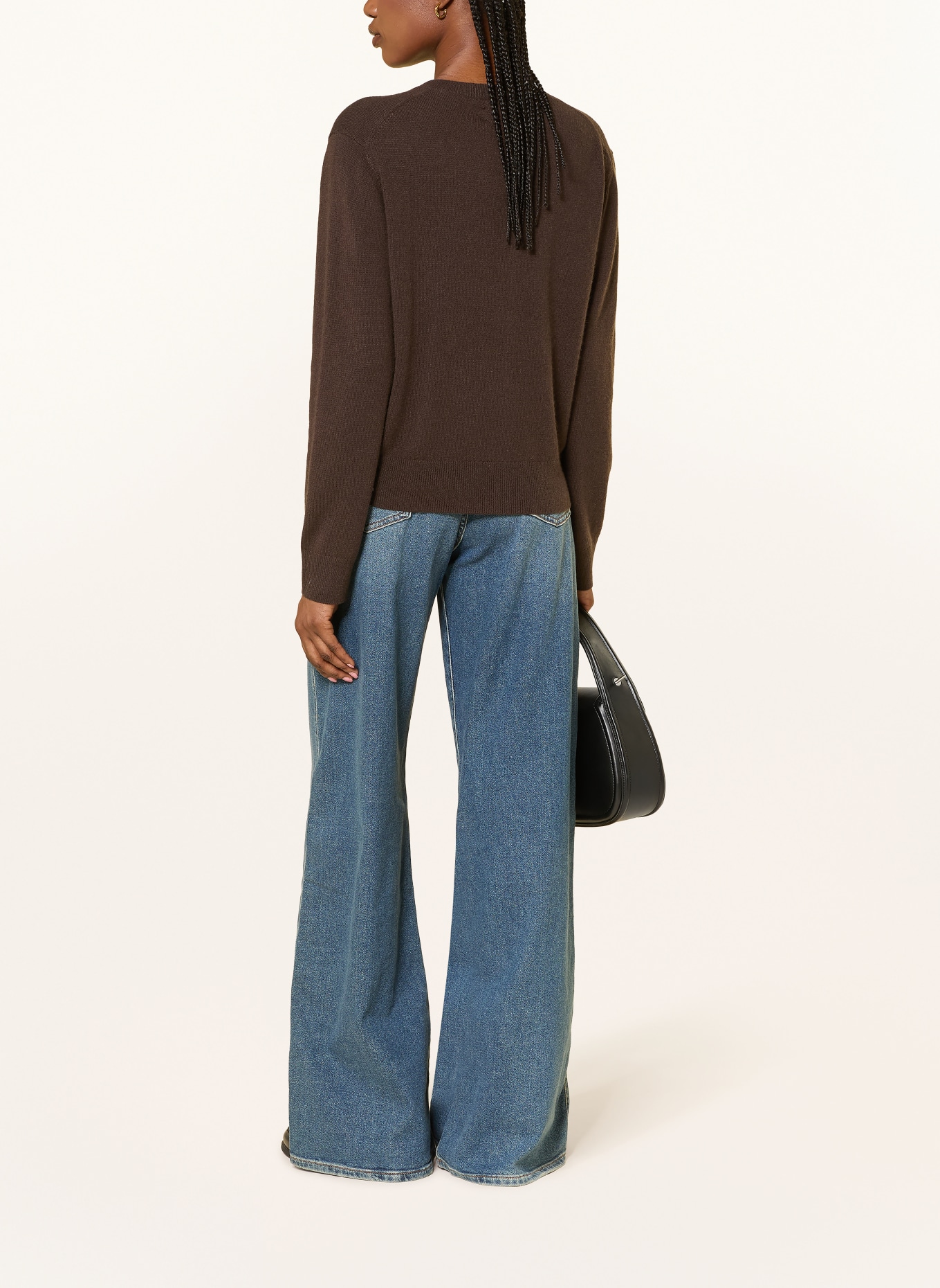 SAMSØE SAMSØE Cardigan SABOSTON en cachemire: MARRON FONCÉ
