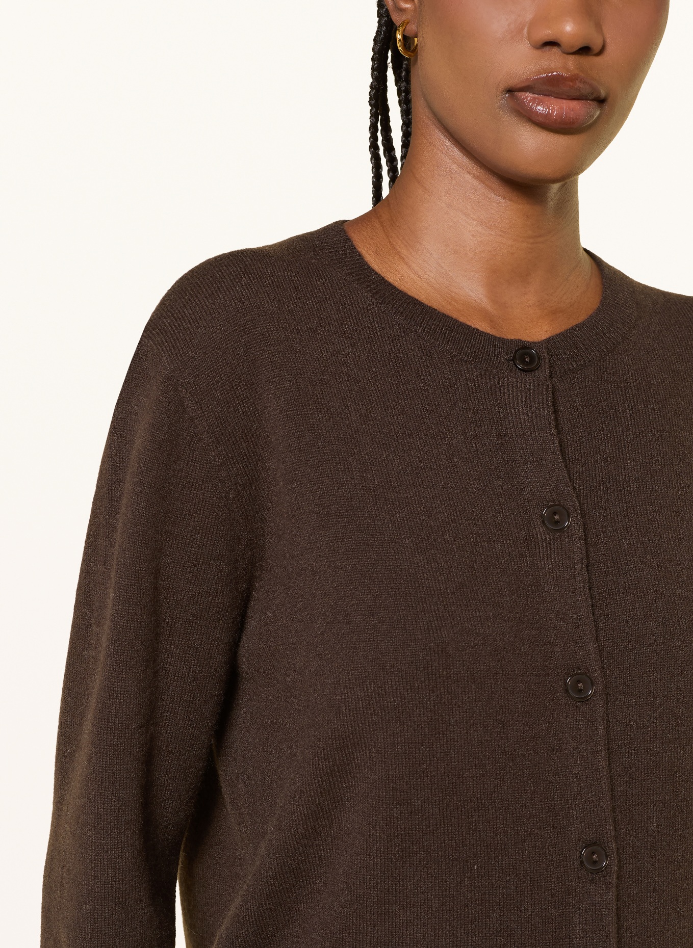 SAMSØE SAMSØE Cardigan SABOSTON en cachemire: MARRON FONCÉ