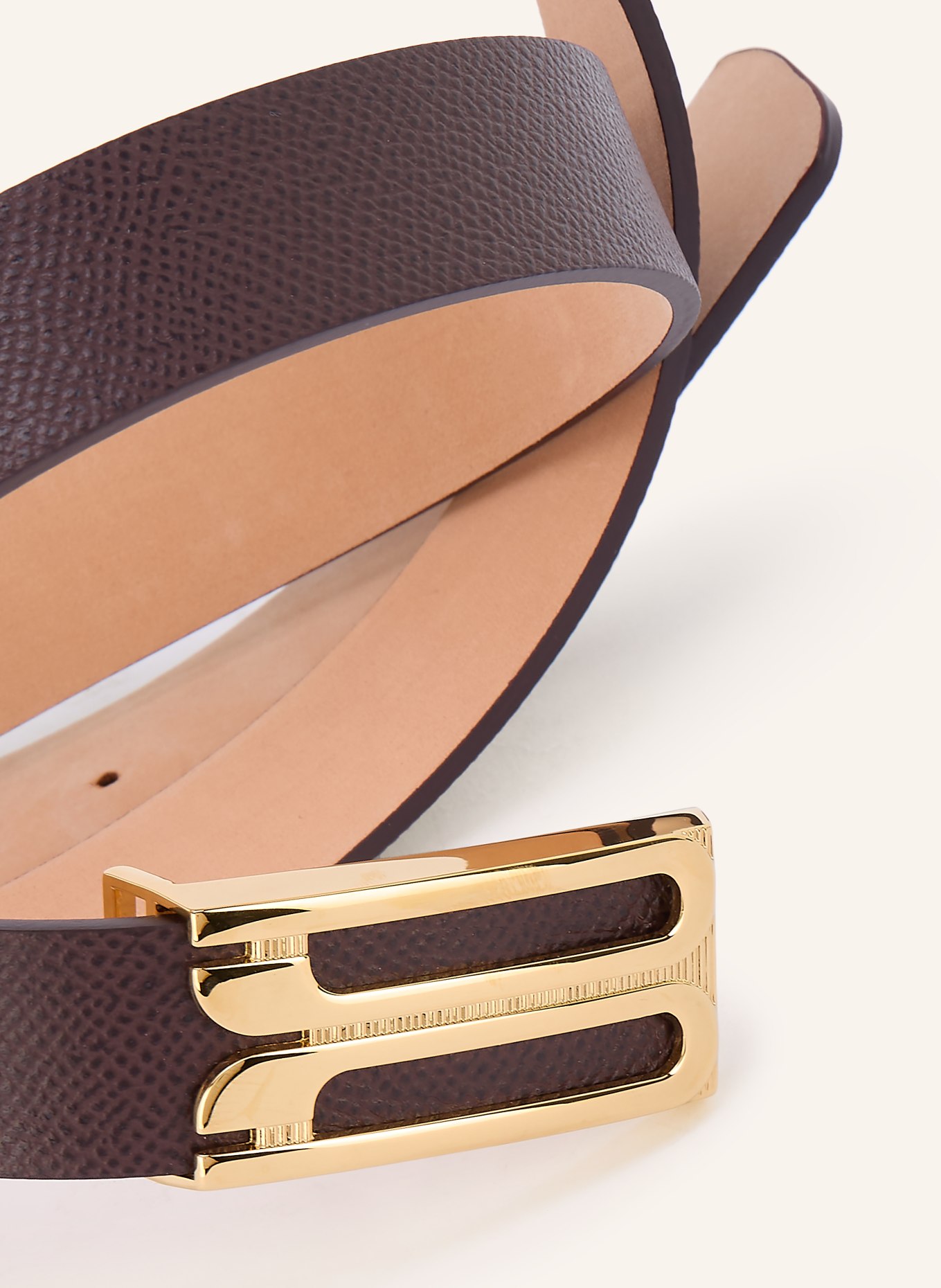 VICTORIA BECKHAM curea de piele: MARO ÎNCHIS / AUR