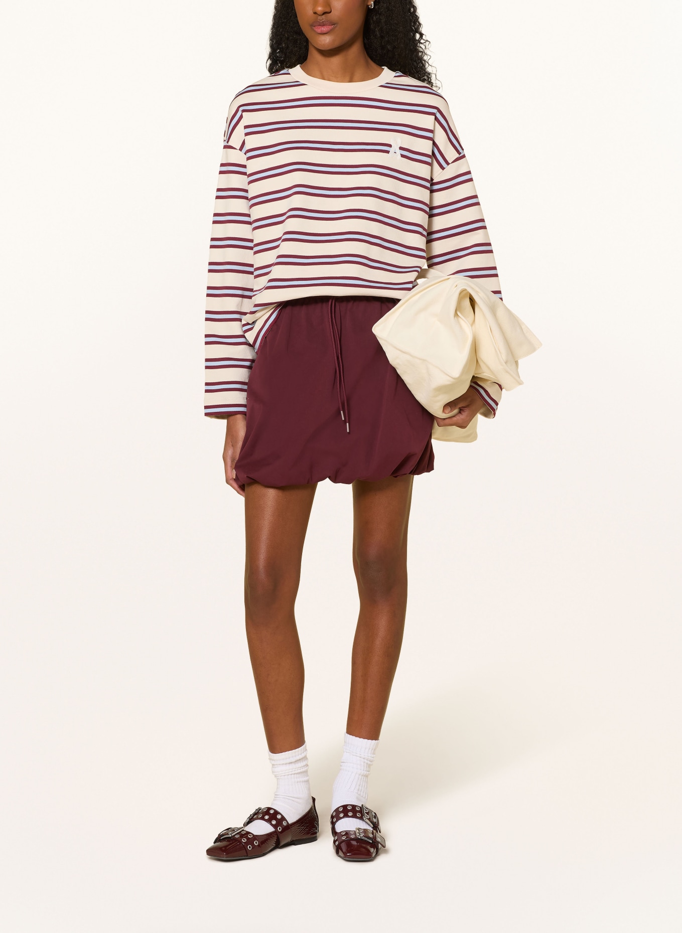 ARMEDANGELS FRANKAA MAARLEN sweatshirt: CREAM / DARK RED / LIGHT BLUE