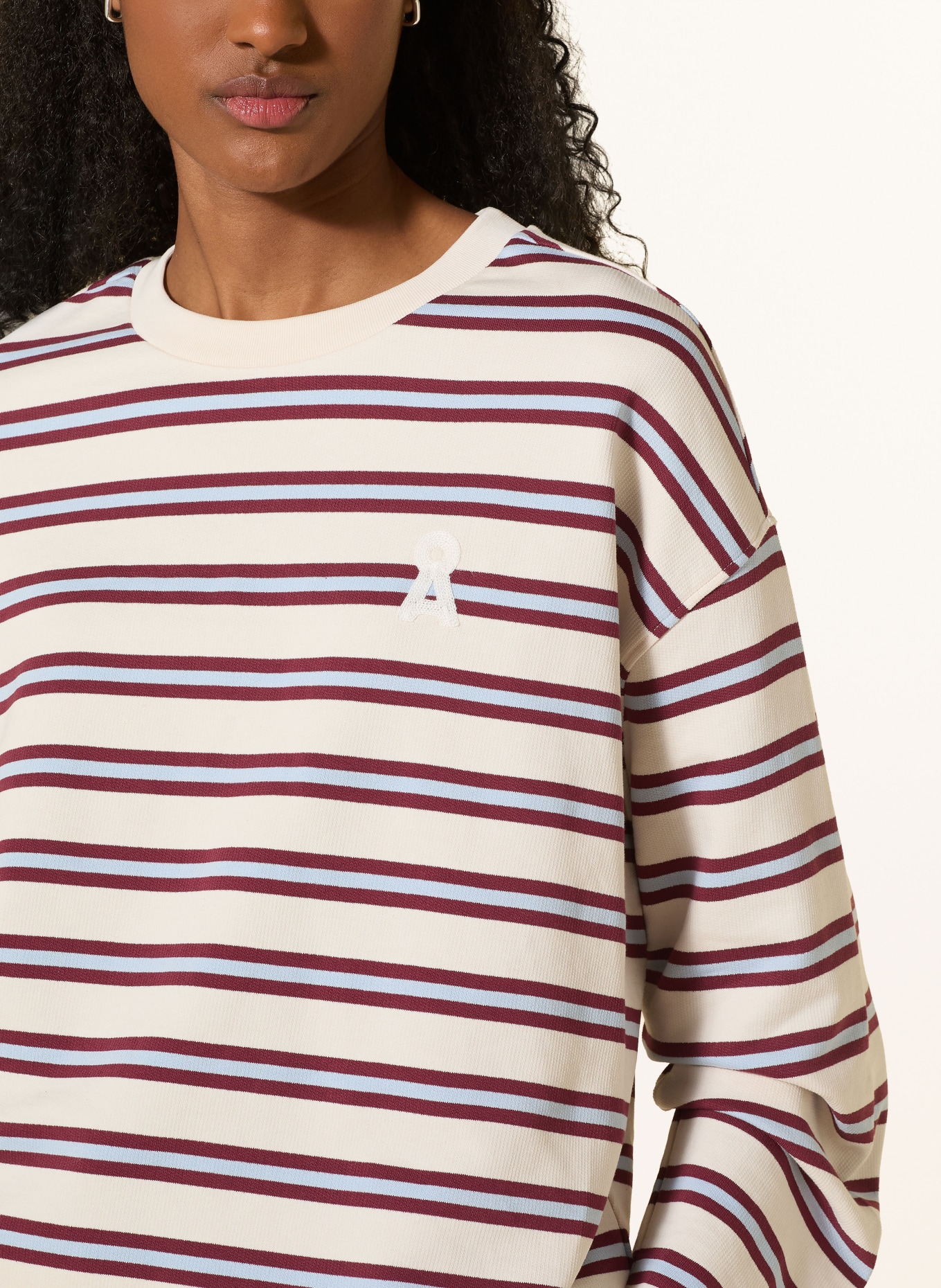 ARMEDANGELS FRANKAA MAARLEN sweatshirt: CREAM / DARK RED / LIGHT BLUE