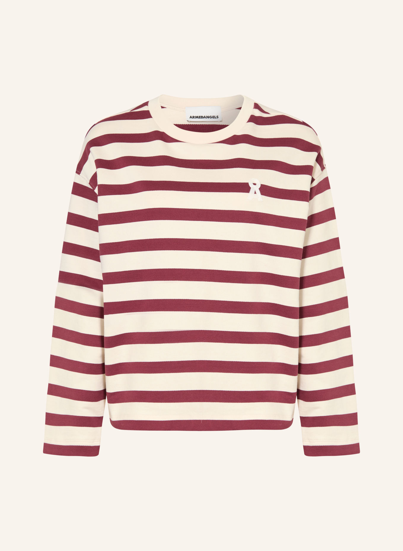 ARMEDANGELS FRANKAA MAARLEN sweatshirt: DARK RED / CREAM