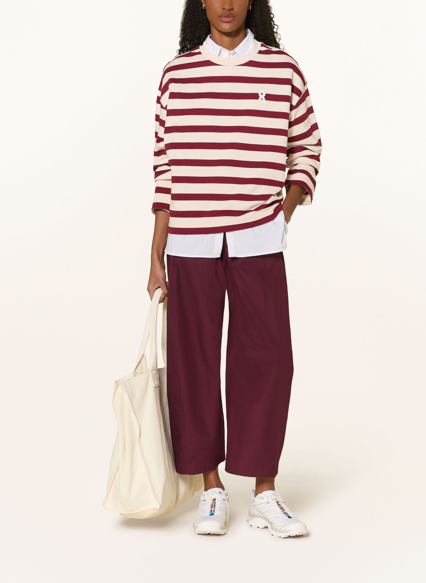 ARMEDANGELS FRANKAA MAARLEN sweatshirt: DARK RED / CREAM
