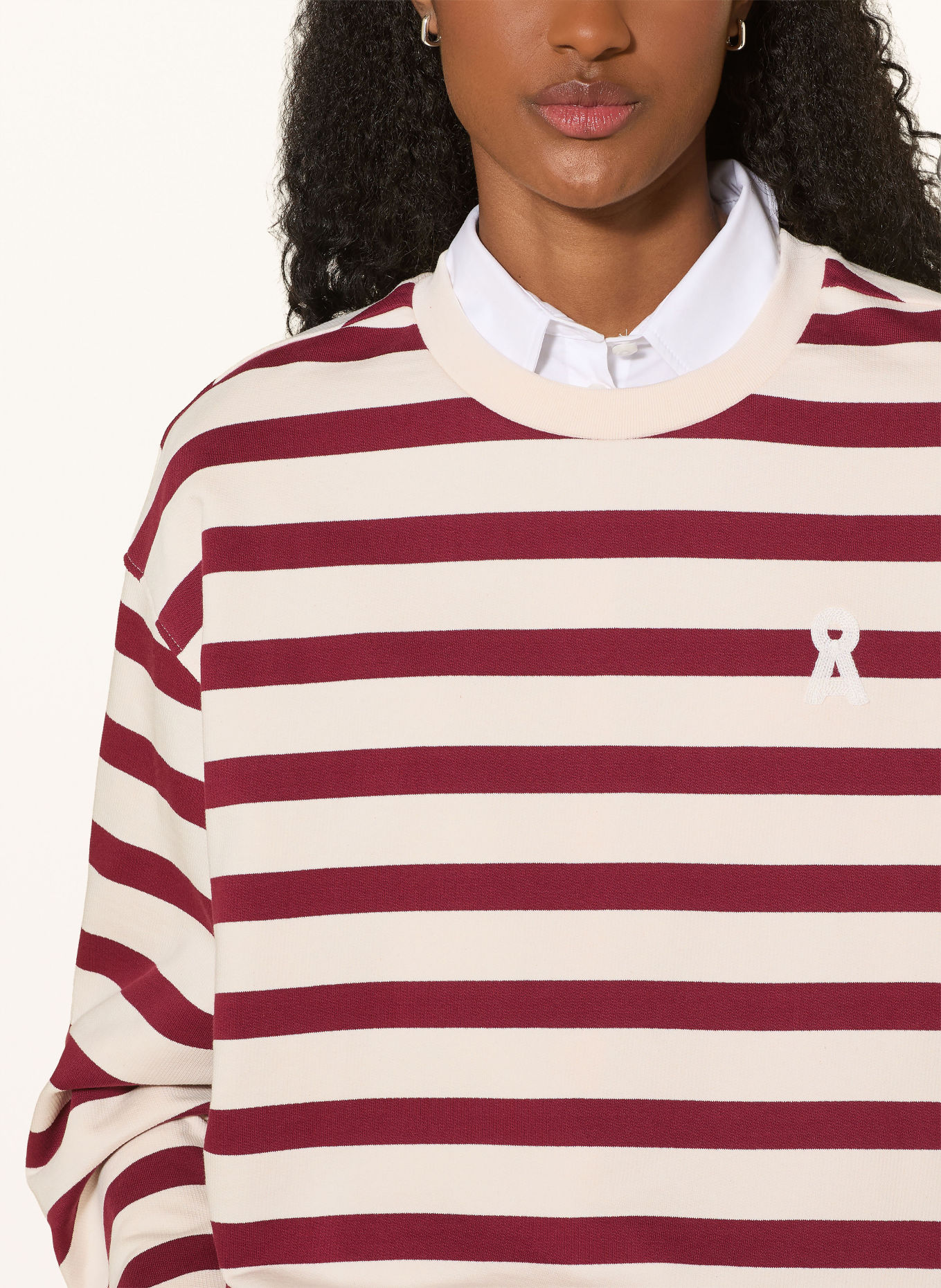 ARMEDANGELS FRANKAA MAARLEN sweatshirt: DARK RED / CREAM