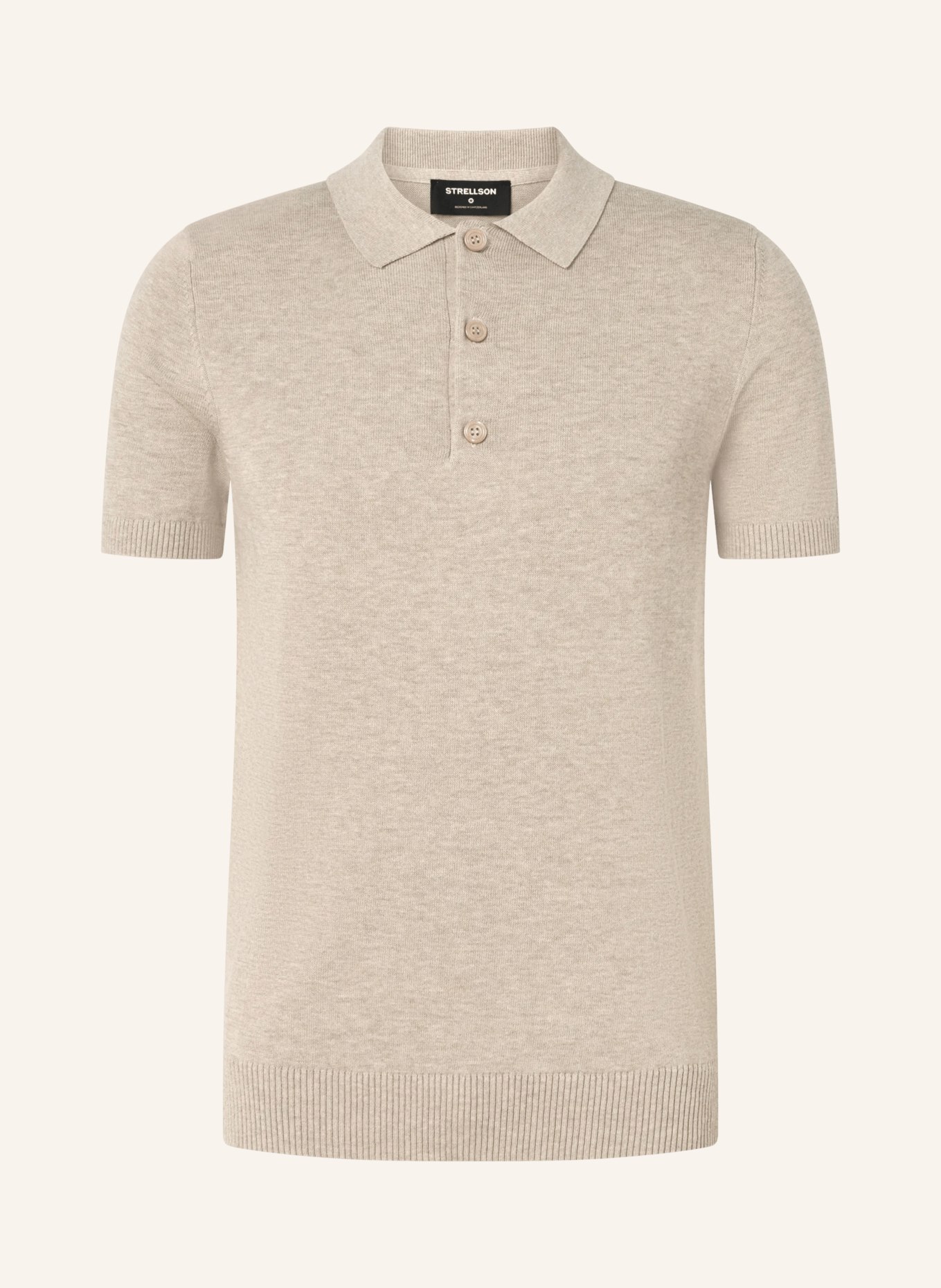 STRELLSON Knitted polo shirt LOIC: BEIGE