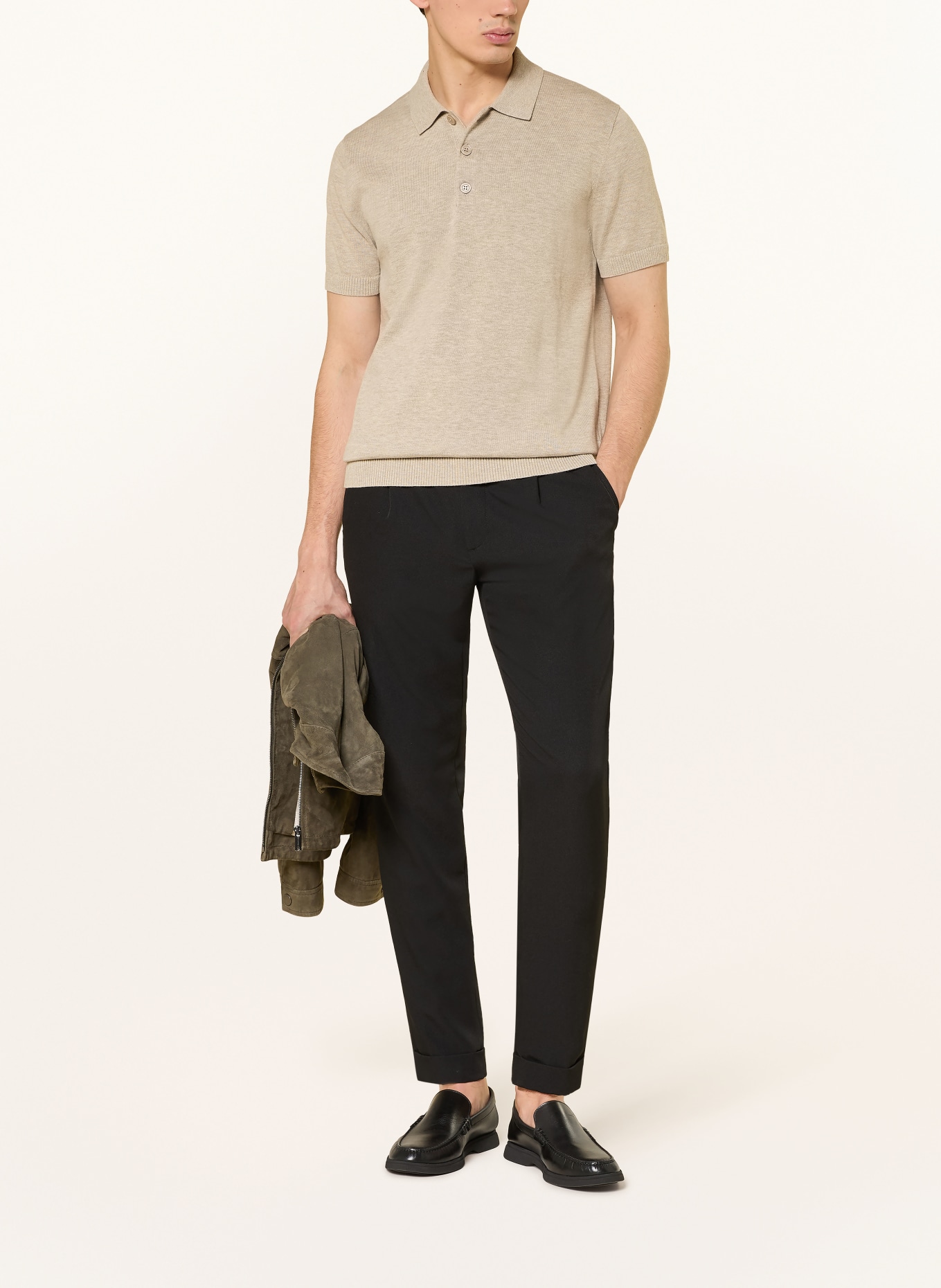 STRELLSON Knitted polo shirt LOIC: BEIGE