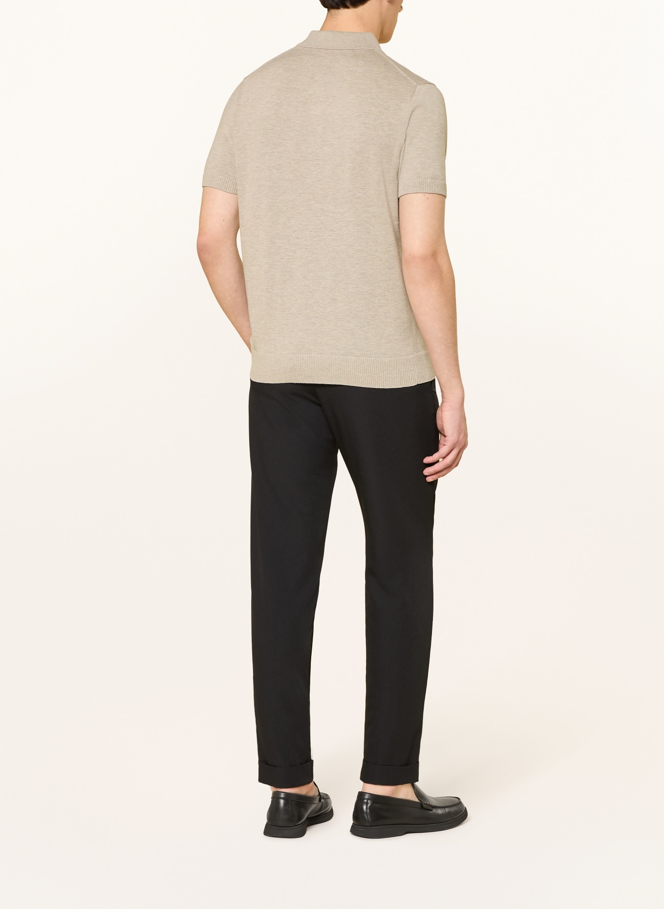 STRELLSON Knitted polo shirt LOIC: BEIGE