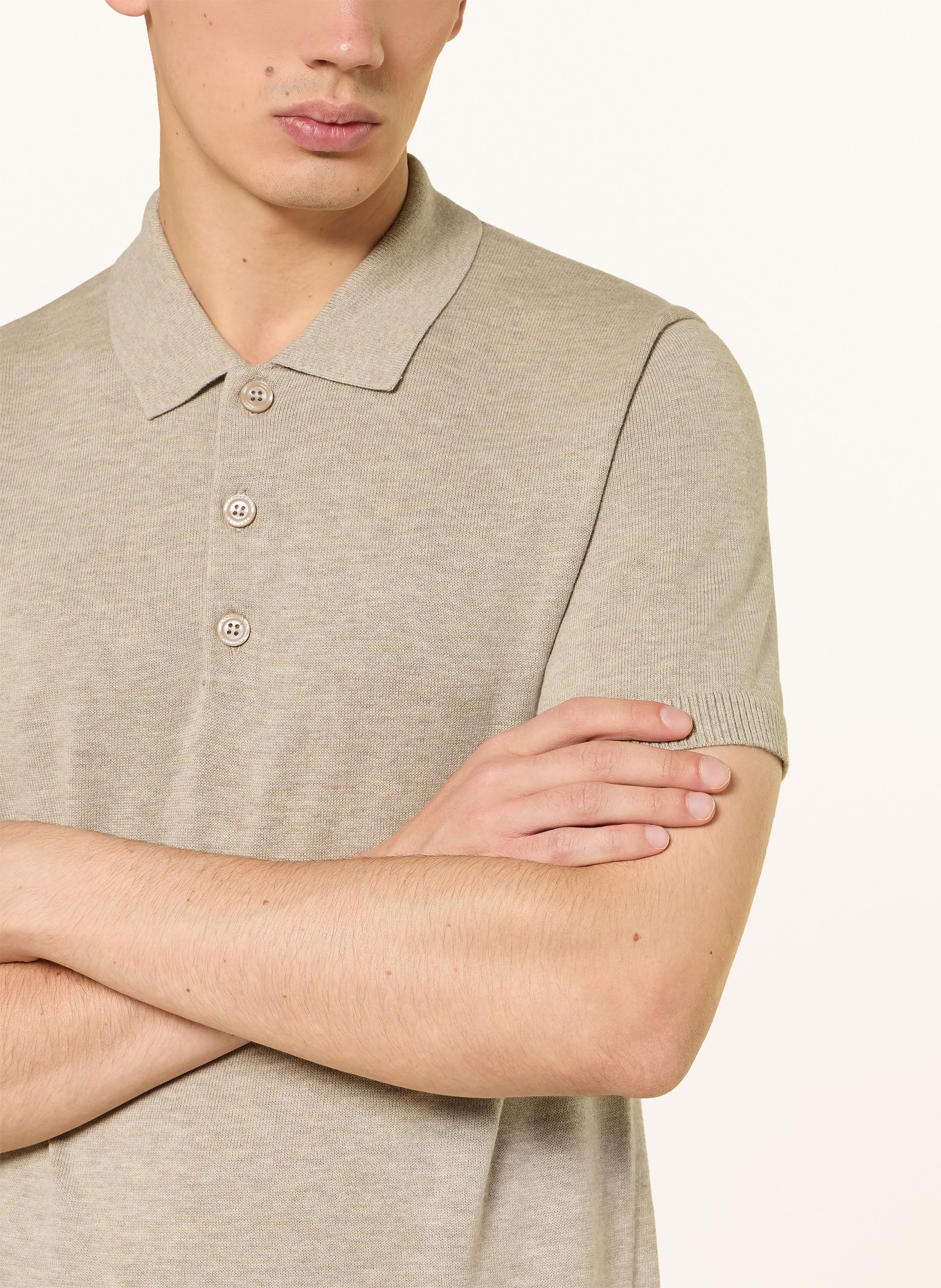 STRELLSON Knitted polo shirt LOIC: BEIGE