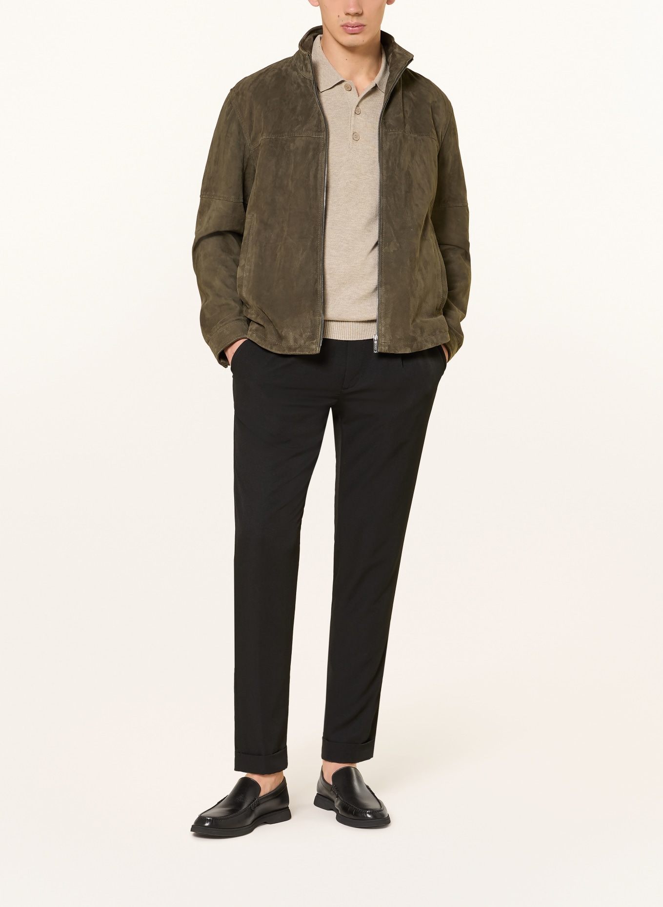 STRELLSON Knitted polo shirt LOIC: BEIGE