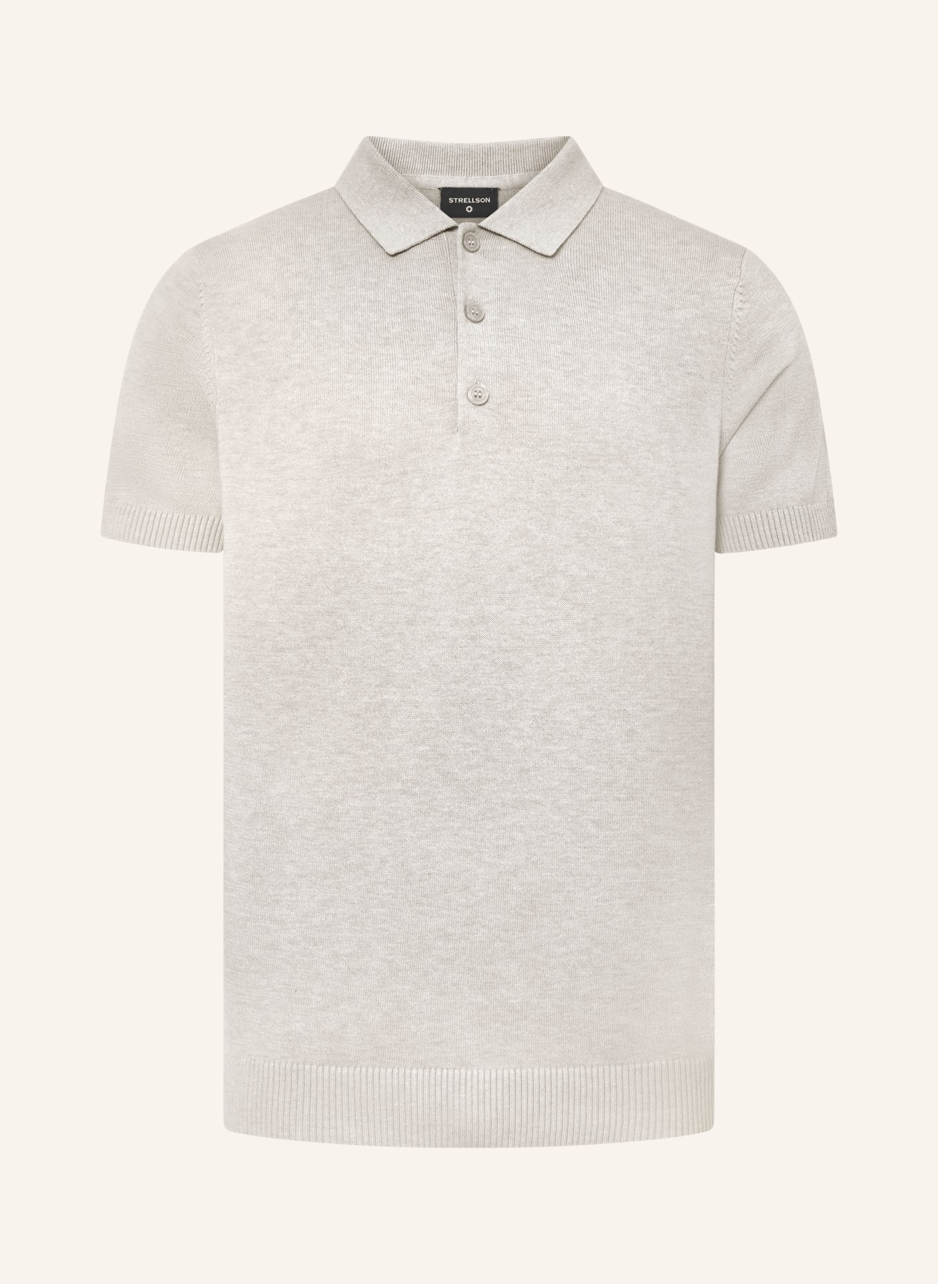 STRELLSON Knitted polo shirt LOIC: LIGHT GRAY