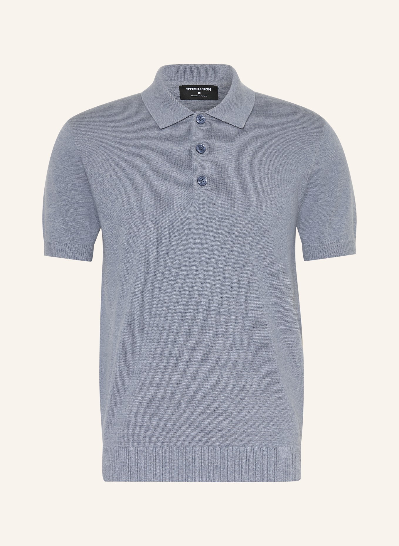 STRELLSON Strick-Poloshirt LOIC: BLAUGRAU