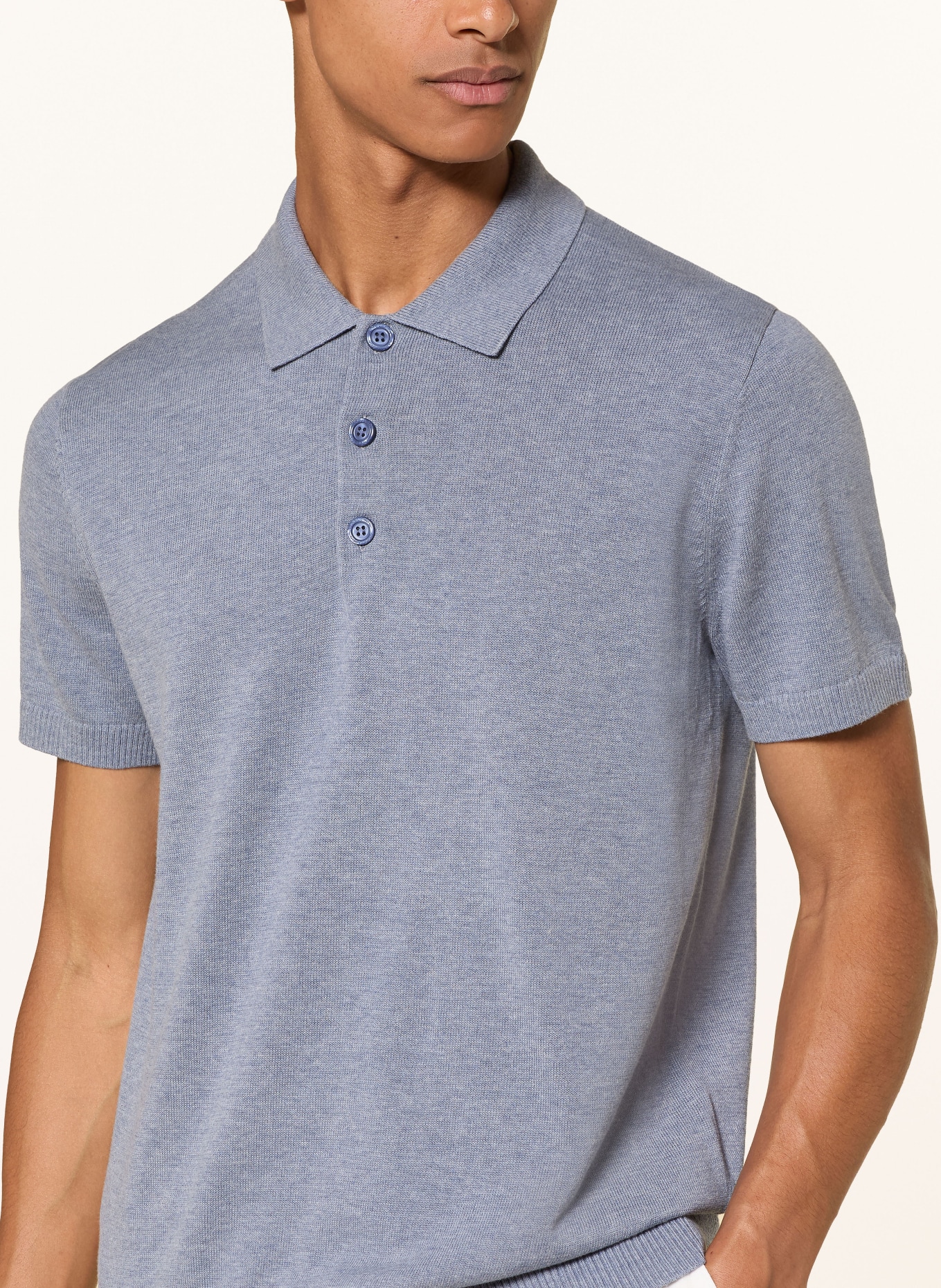 STRELLSON Strick-Poloshirt LOIC: BLAUGRAU