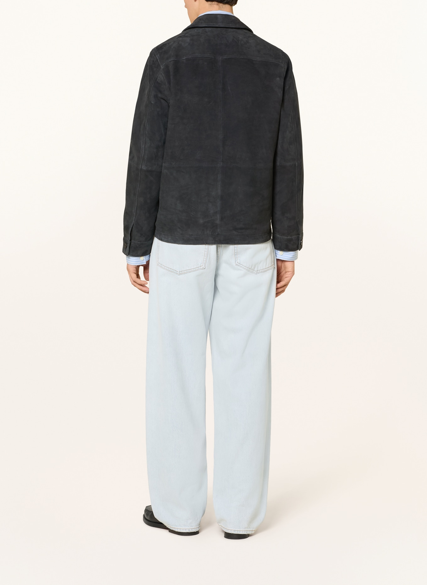 DRYKORN Veste en cuir JERSON: BLEU FONCÉ