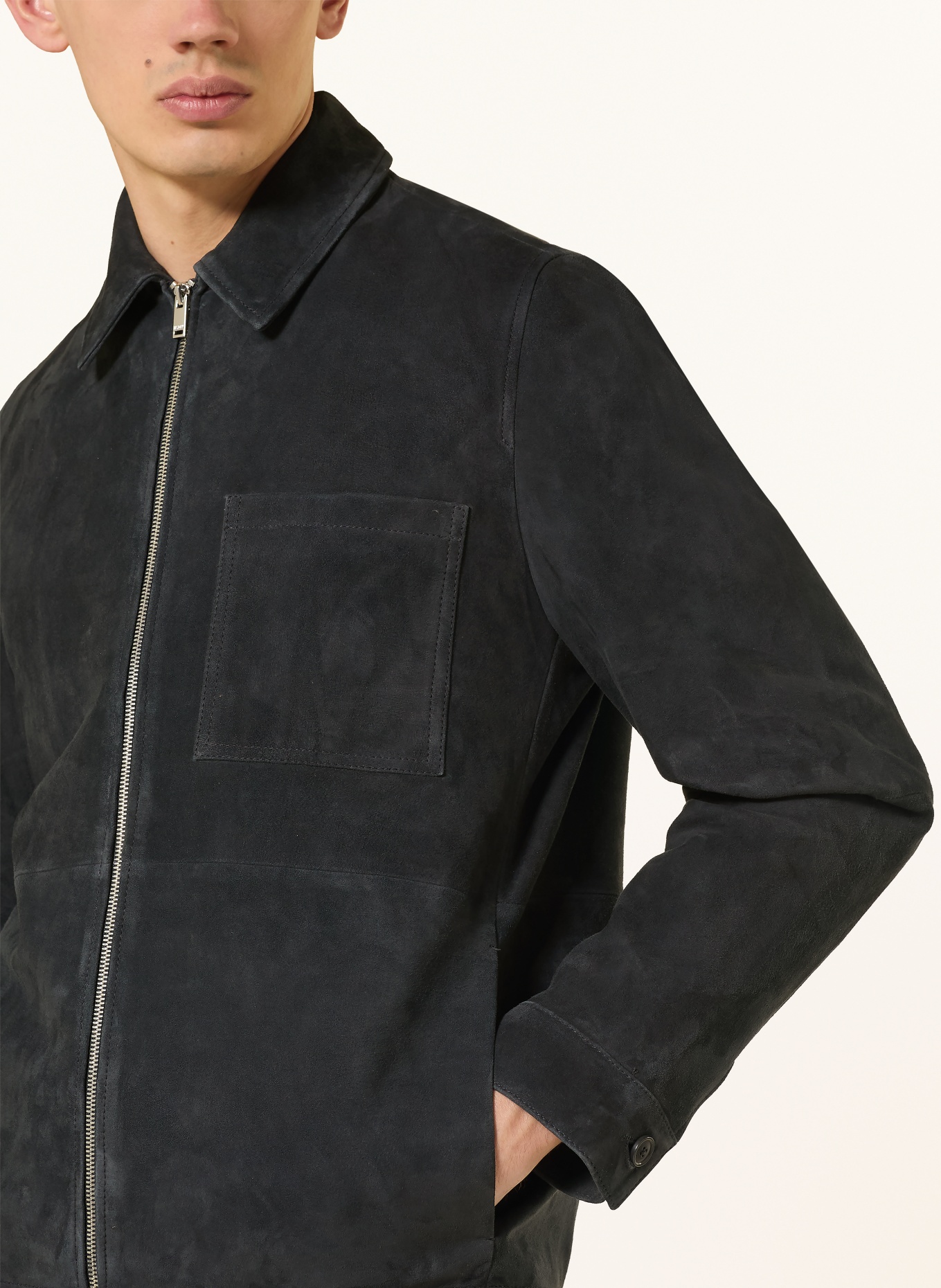 DRYKORN Veste en cuir JERSON: BLEU FONCÉ